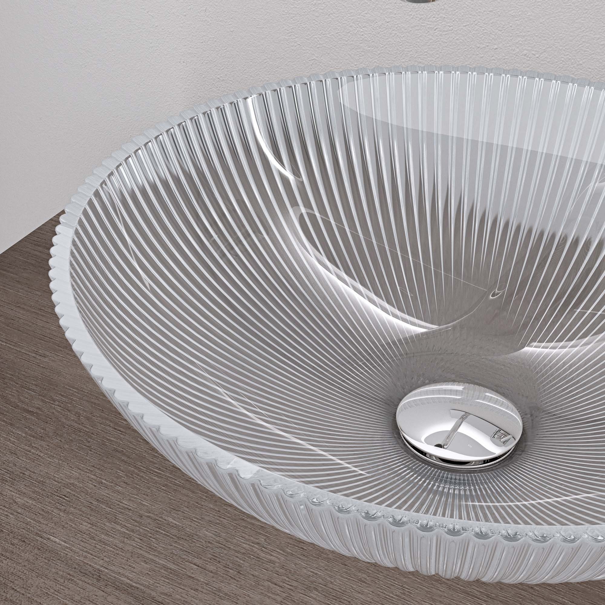 doporro Waschbecken Rund Kristallbecken Handwaschbecken Minerva01/06/07