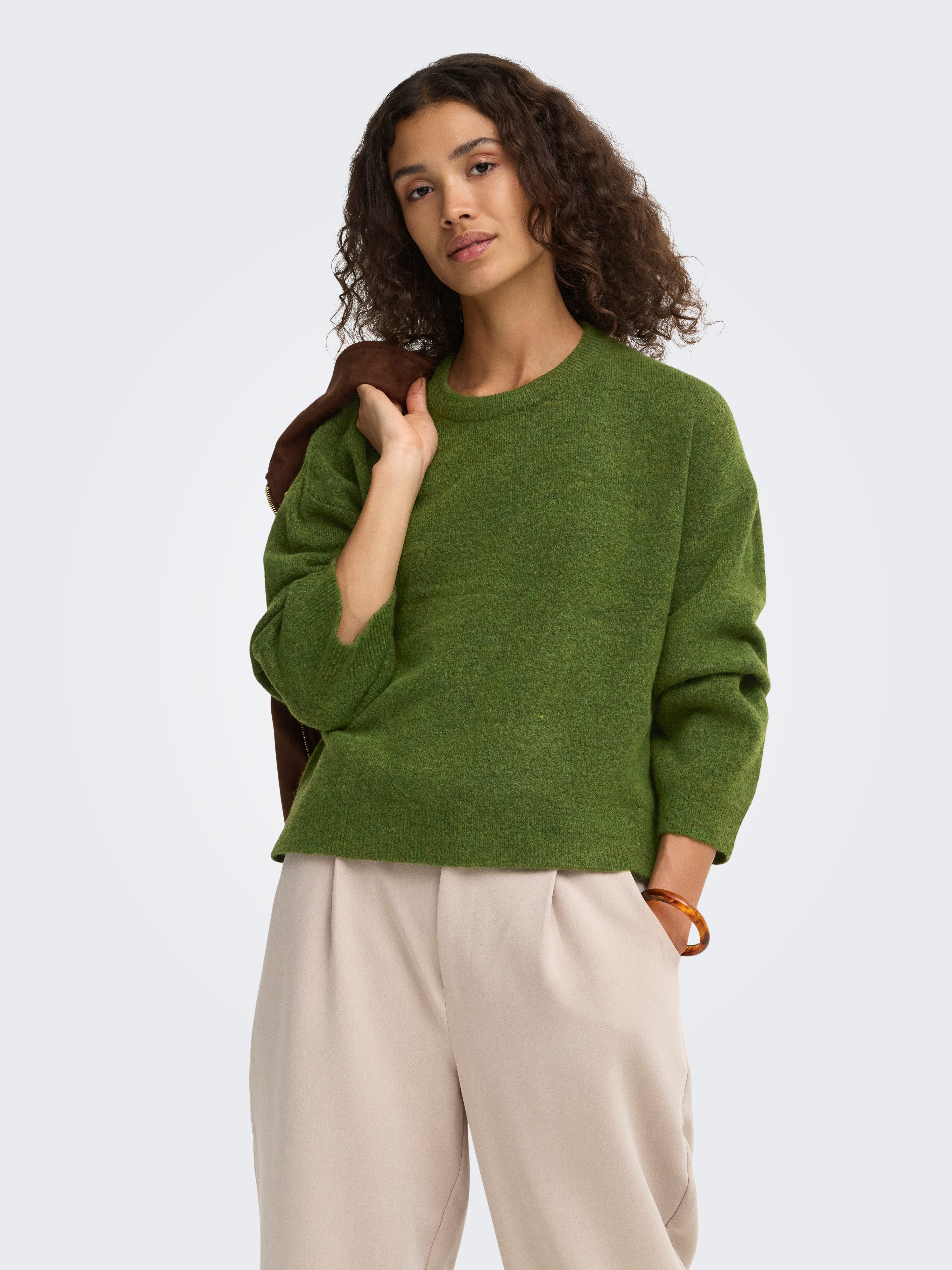 ONLY Rundhalspullover ONLSIMONI L/S O-NECK PULLOVER KNT NOOS Materialmix, regular fit