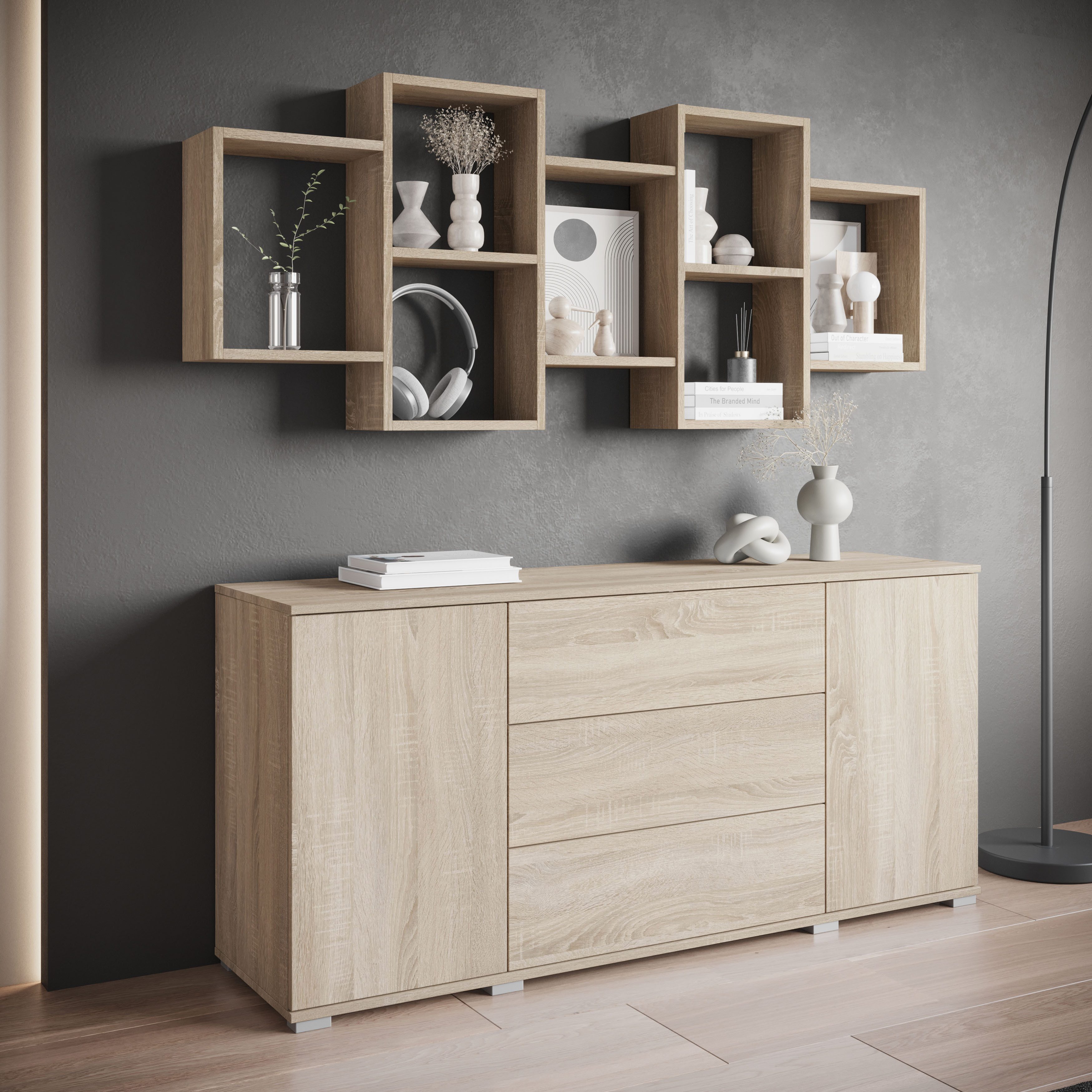 Home affaire Wandboard Wandregal Trio, 1-tlg., Stell- oder Hängeregal, 10 offene Fächer, flexibel montierbar – Bild 5 von 5