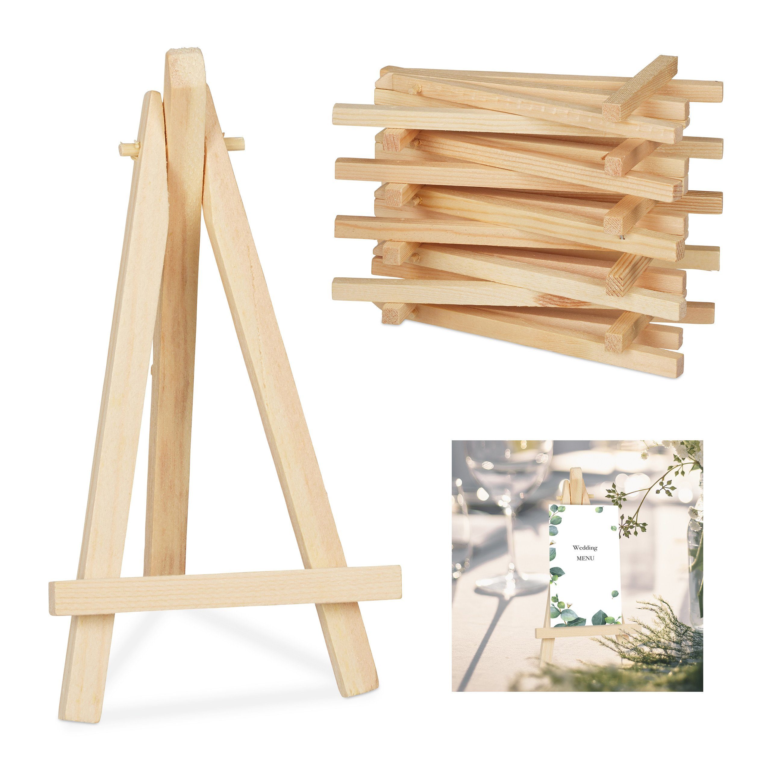 relaxdays Mini Staffelei Staffelei klein aus Holz 10er Set