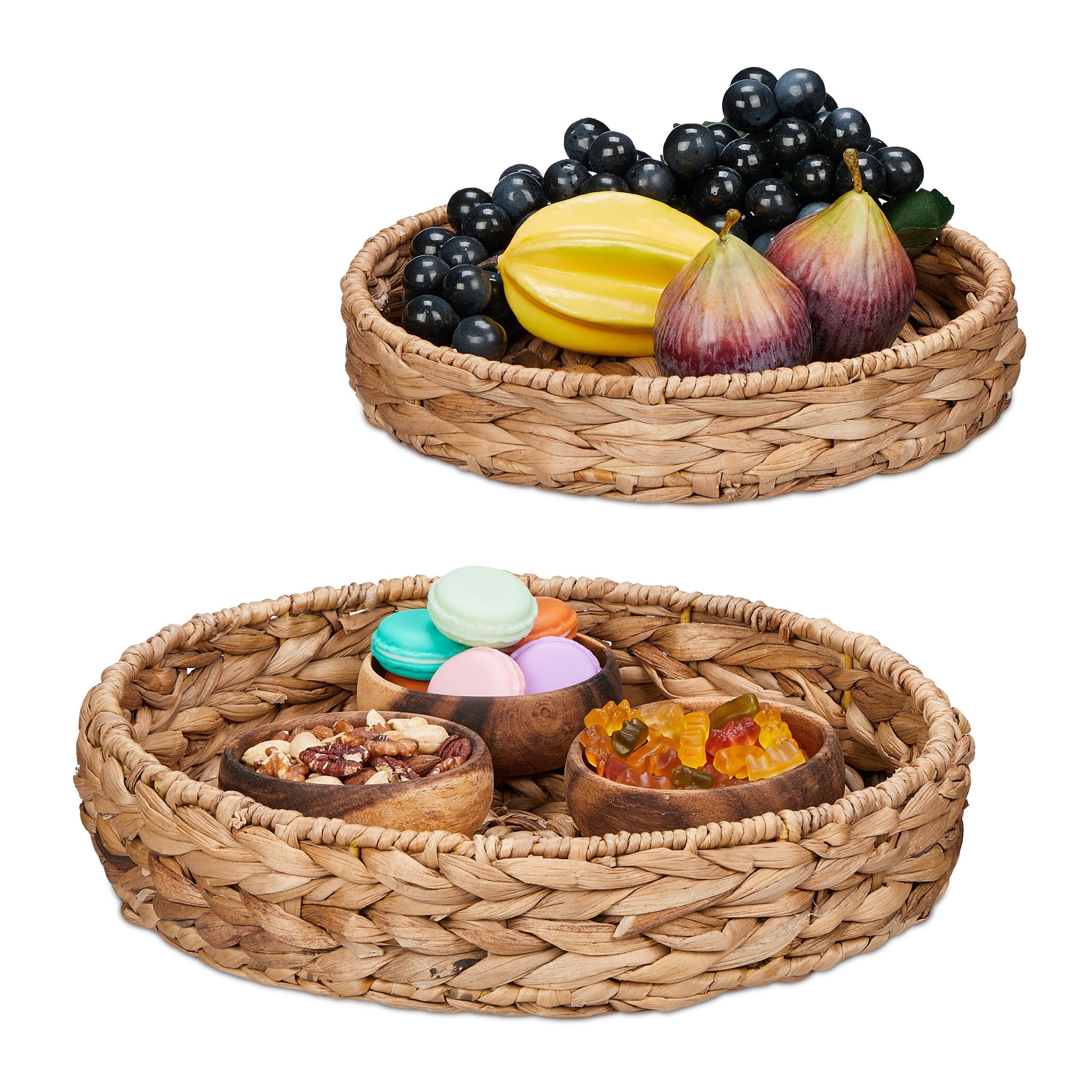 Tablett 2-tlg. Tablett Set aus Wasserhyazinthe