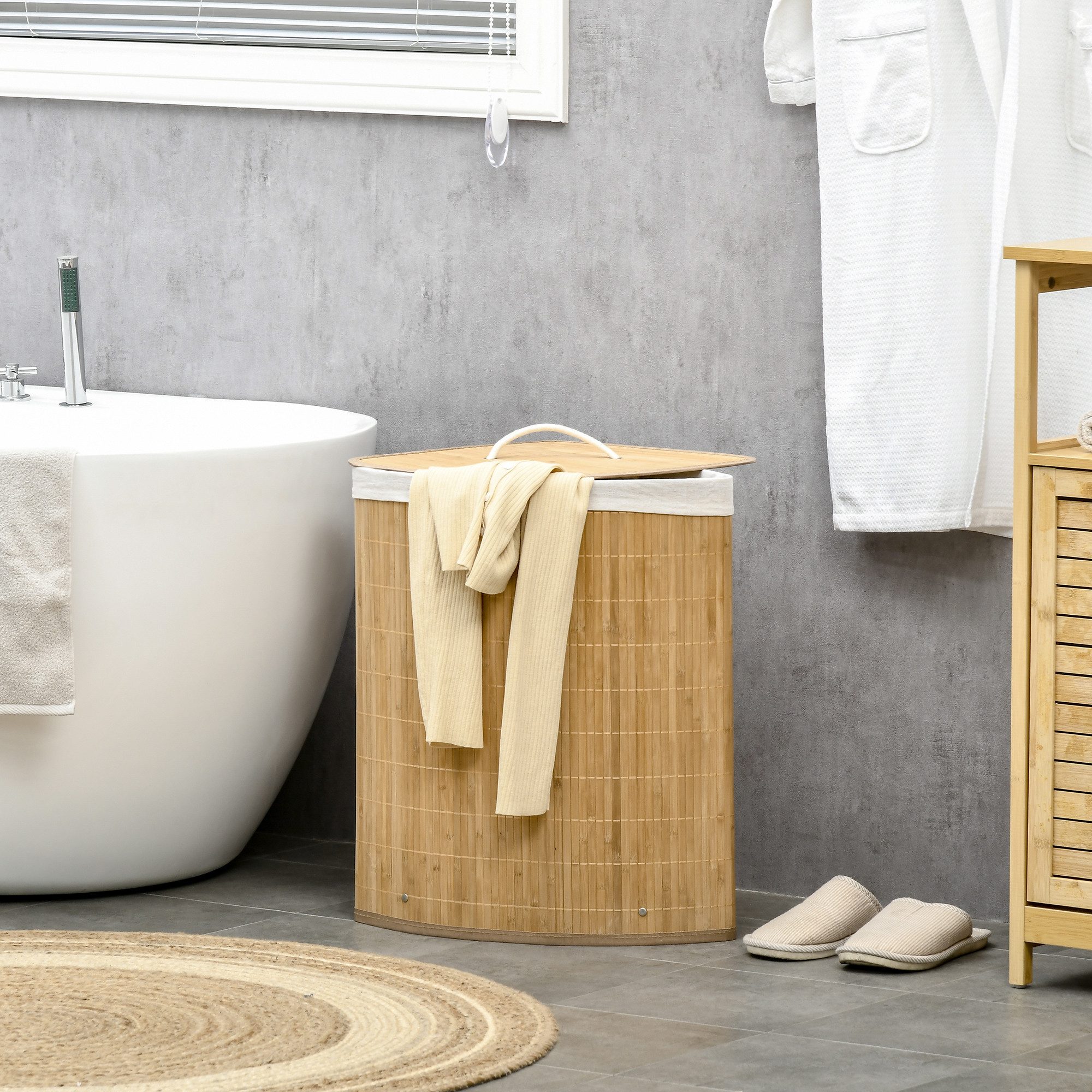 HOMCOM Wäschekorb mit Deckel 55L Laundry günstig online kaufen