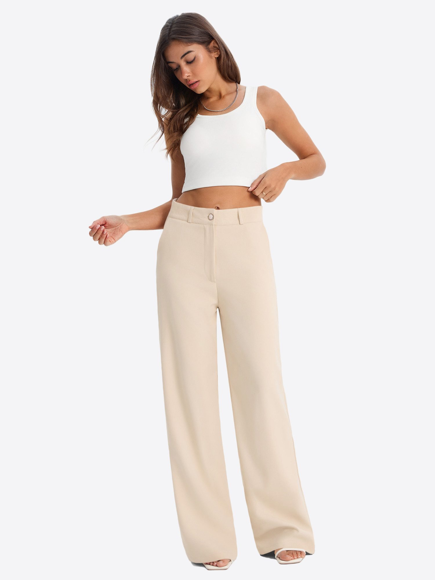 Imily Bela Anzughose Damen High-Waist Wide Leg Elegant Business Marlene-Hose (Packung, 1-tlg., 1per-Pack) in Unifarbe