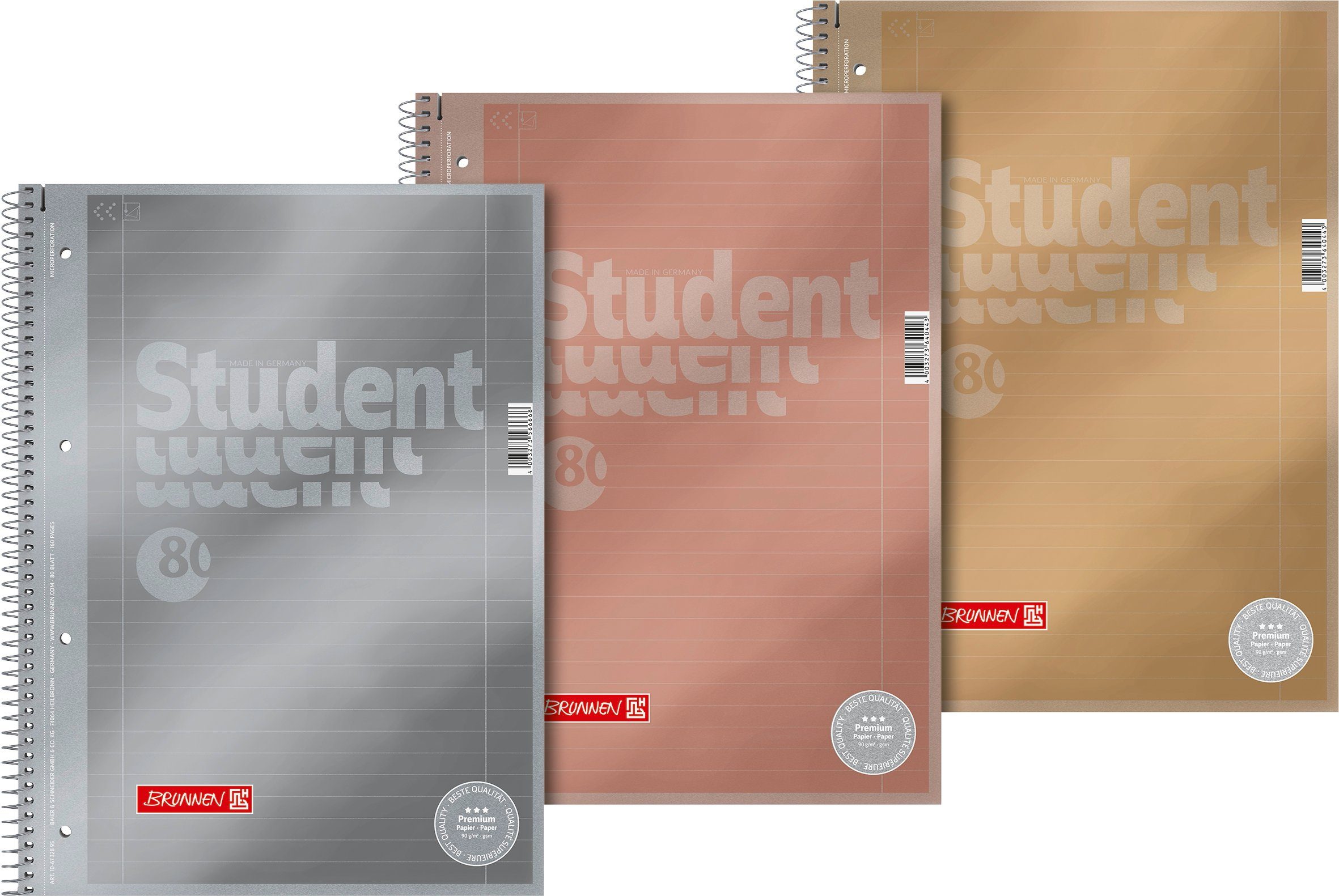 BRUNNEN Collegeblock BRUNNEN 106732795 Collegebl A4 Lin27 90g Metallic