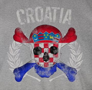 Shirtracer T-Shirt Kroatien WM Totenkopf Croatia 2024 Fussball EM Fanartikel