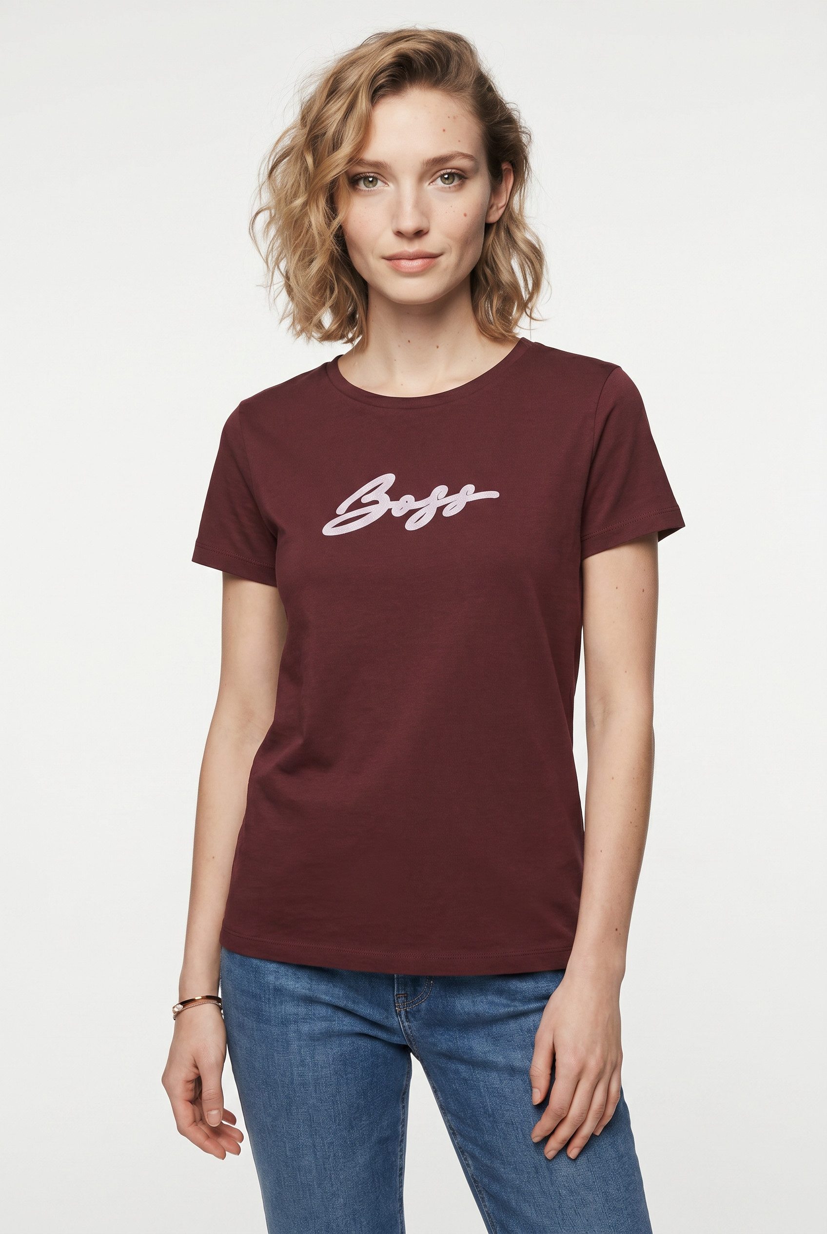 BOSS ORANGE T-Shirt Elove Premium Damenmode mit Logoschriftzug, Slim Fit