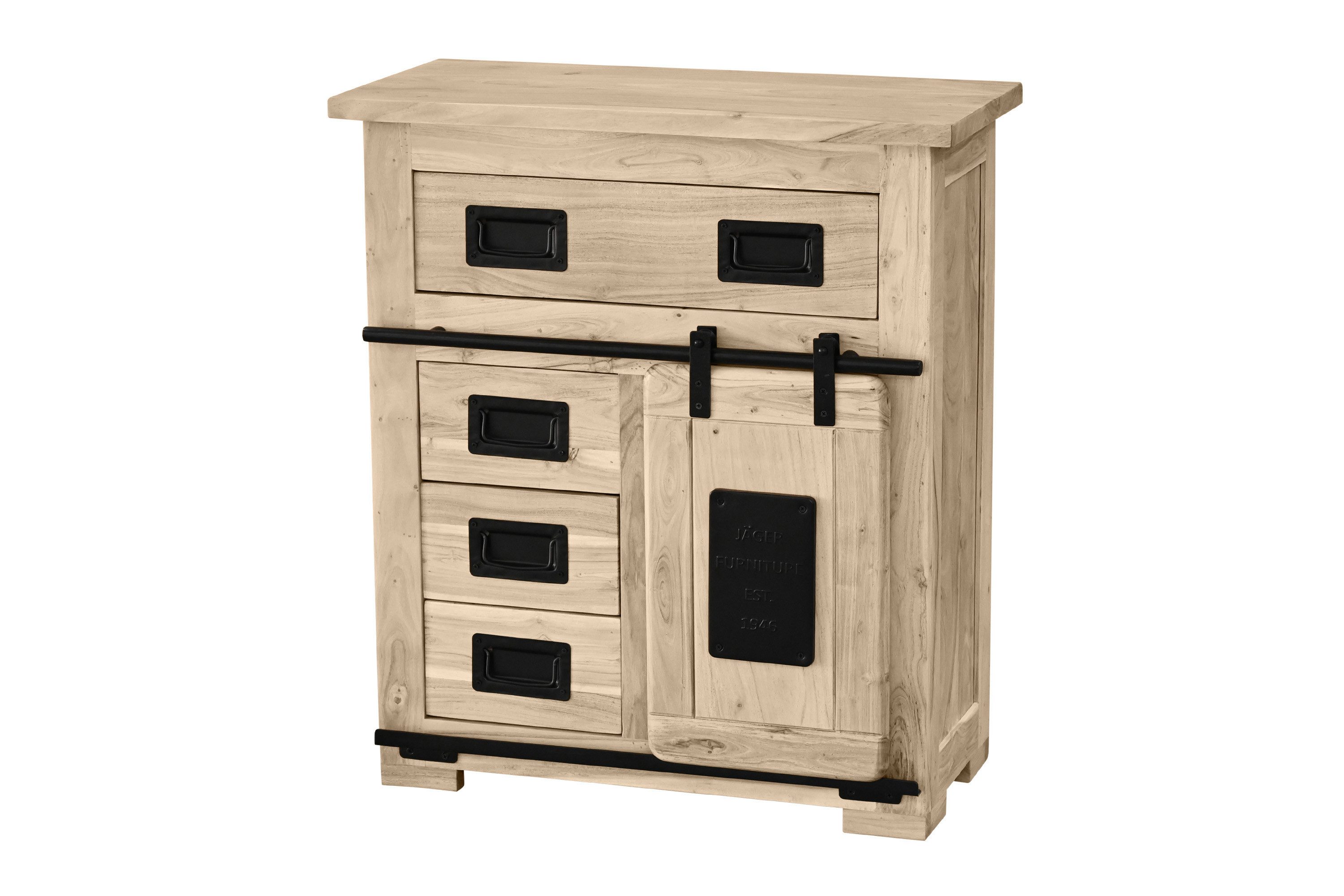 SAM® Sideboard Gia, Akazienholz, mit Baumkante oder gerader Kante, Industrial-Design