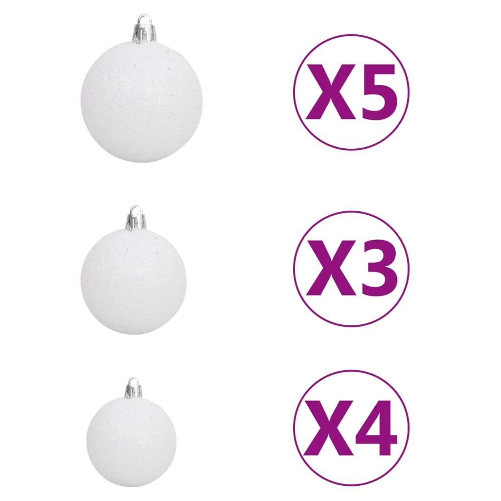 mit vidaXL Grün Weiß (1-tlg) PVC Weihnachtsgirlande & m Kugeln 5 LEDs Christbaumschmuck
