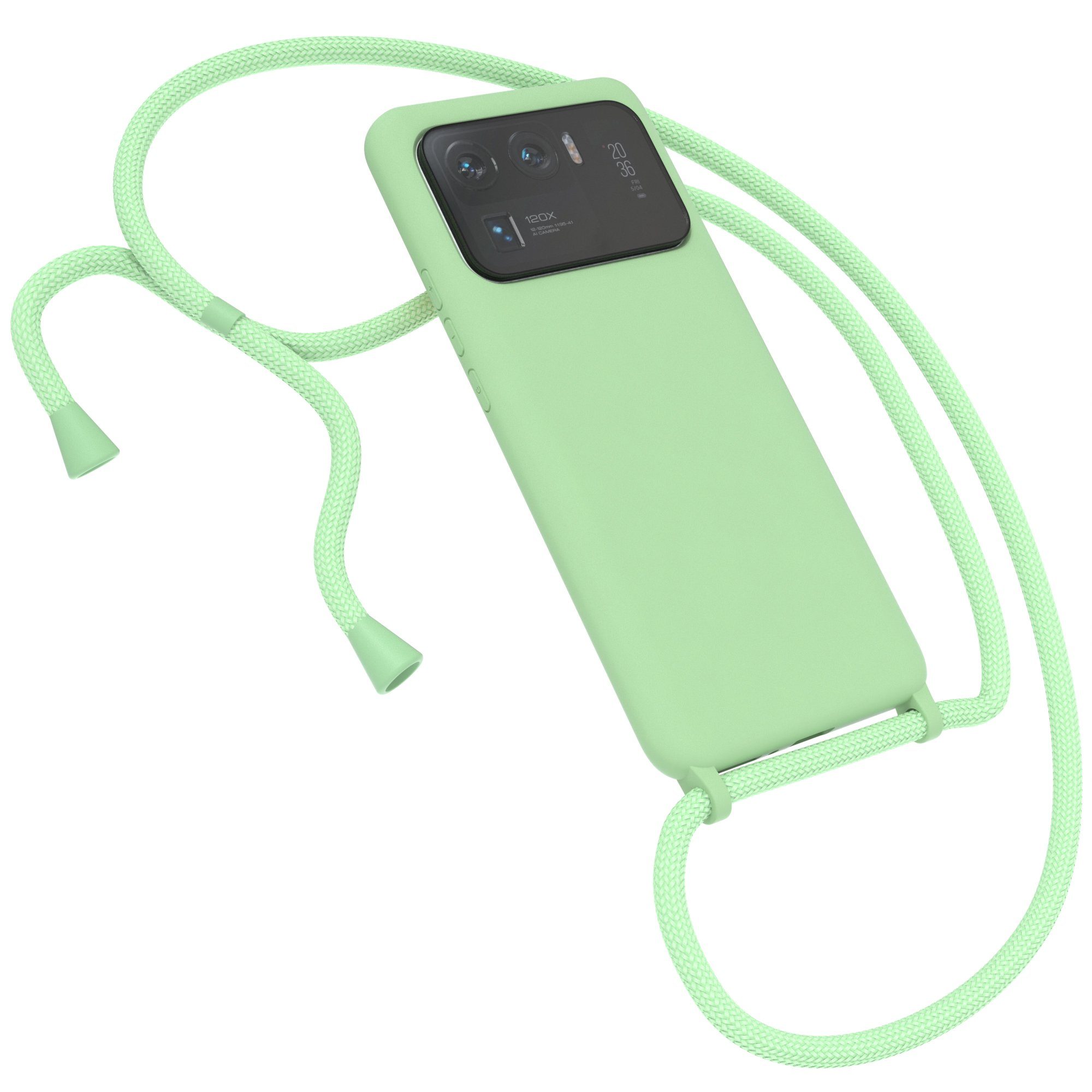 EAZY CASE Handykette Silikon Kette für Xiaomi Mi 11 Ultra 6,81 Zoll, Handy Band Schutzhülle Back Cover Full Color Nacht Grün / Dunkelgrün