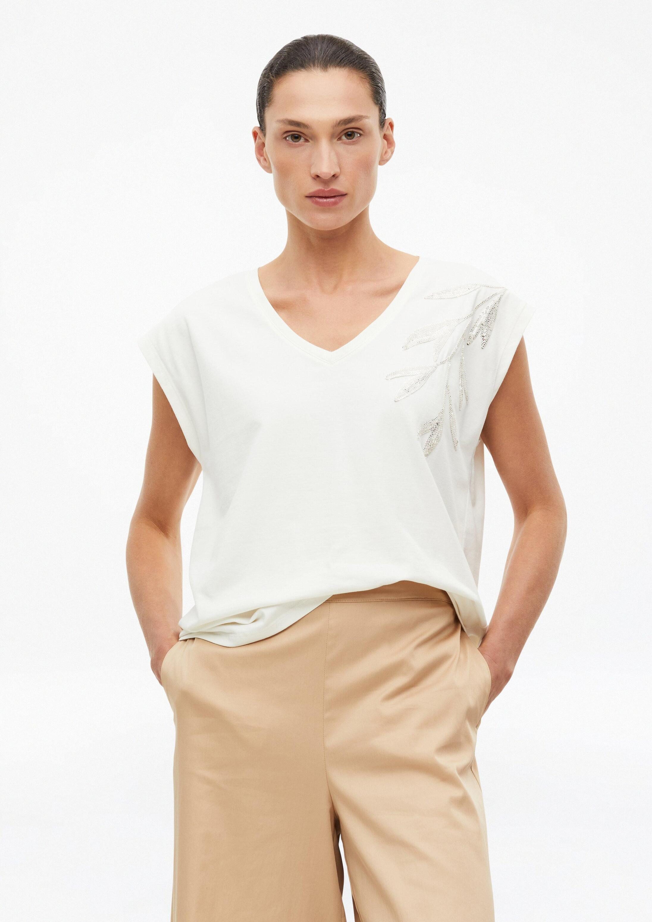 s.Oliver Kurzarmshirt T-Shirt Jersey-Shirt mit Stickerei und Pailletten