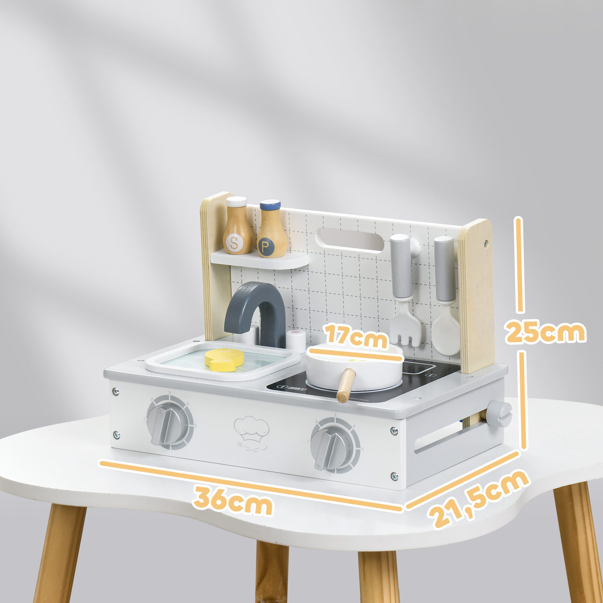 AIYAPLAY Spielküche Matschküche MDF, Mehrschichtplatte, ür Jungen und Mädchen im Alter von 3–5 Jahren
