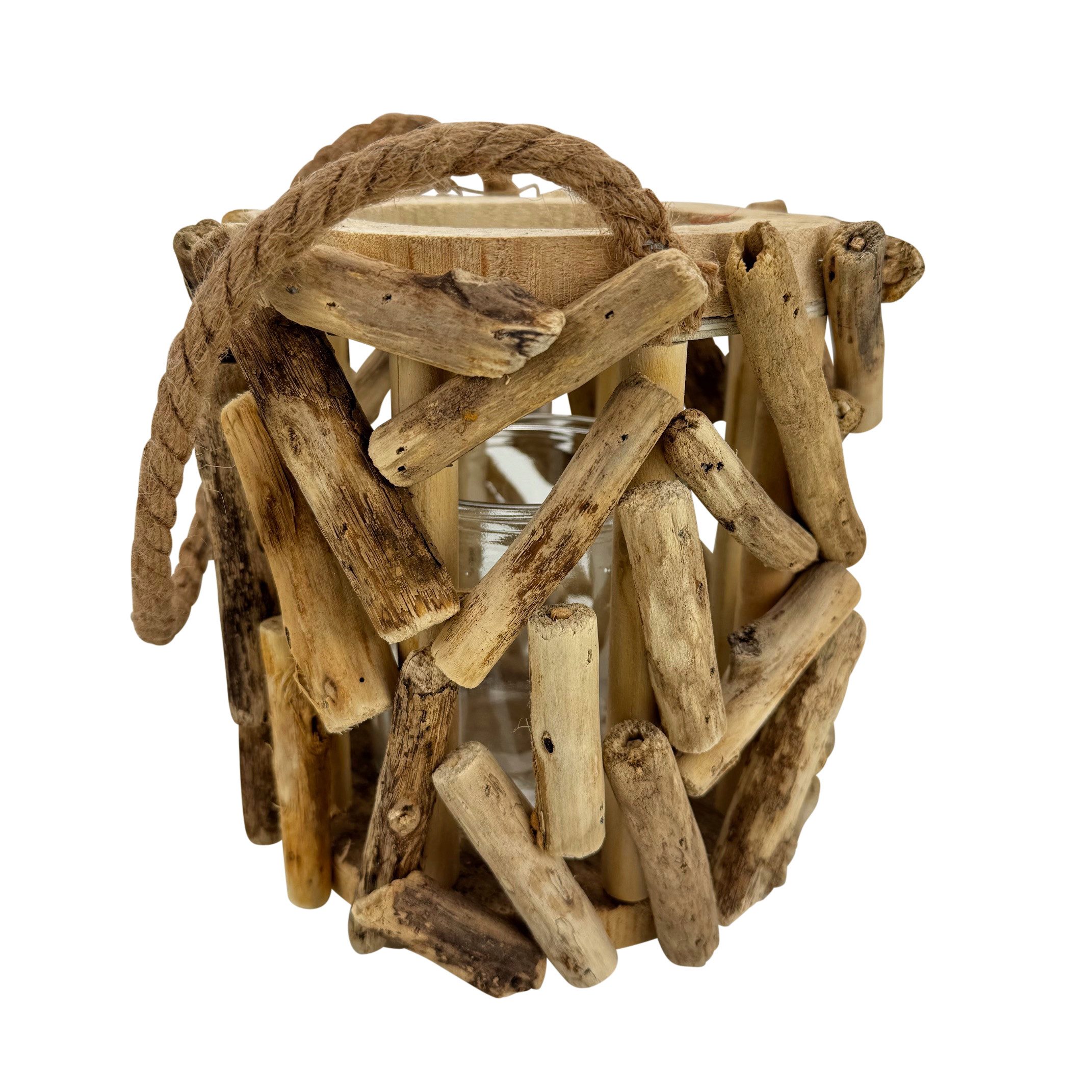 Online-Fuchs Windlicht - Laterne aus Treibholz mit Kerzenständer aus Glas ( günstig online kaufen