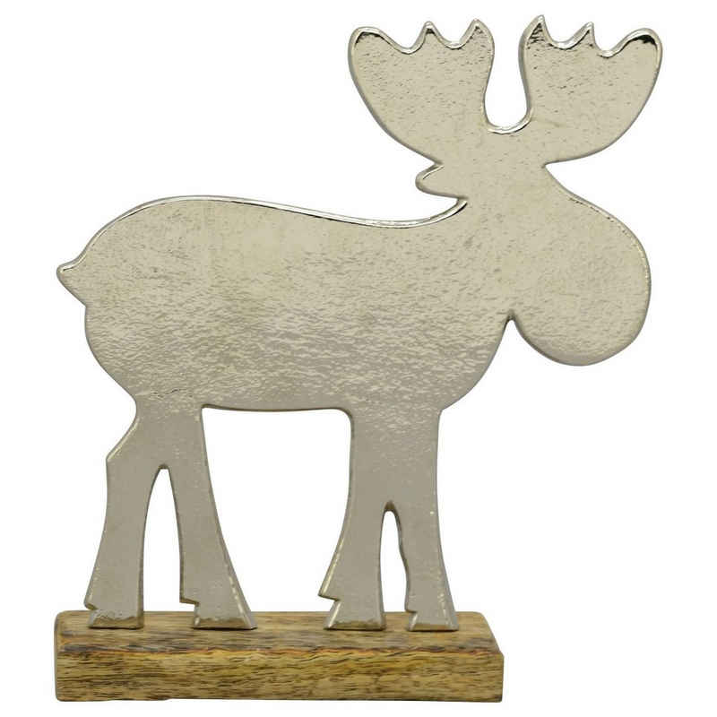 Exner GmbH Garten- & Wohnaccessoires Dekoobjekt Elch Puri - Holz/Aluminium - 20x5x23,5 cm