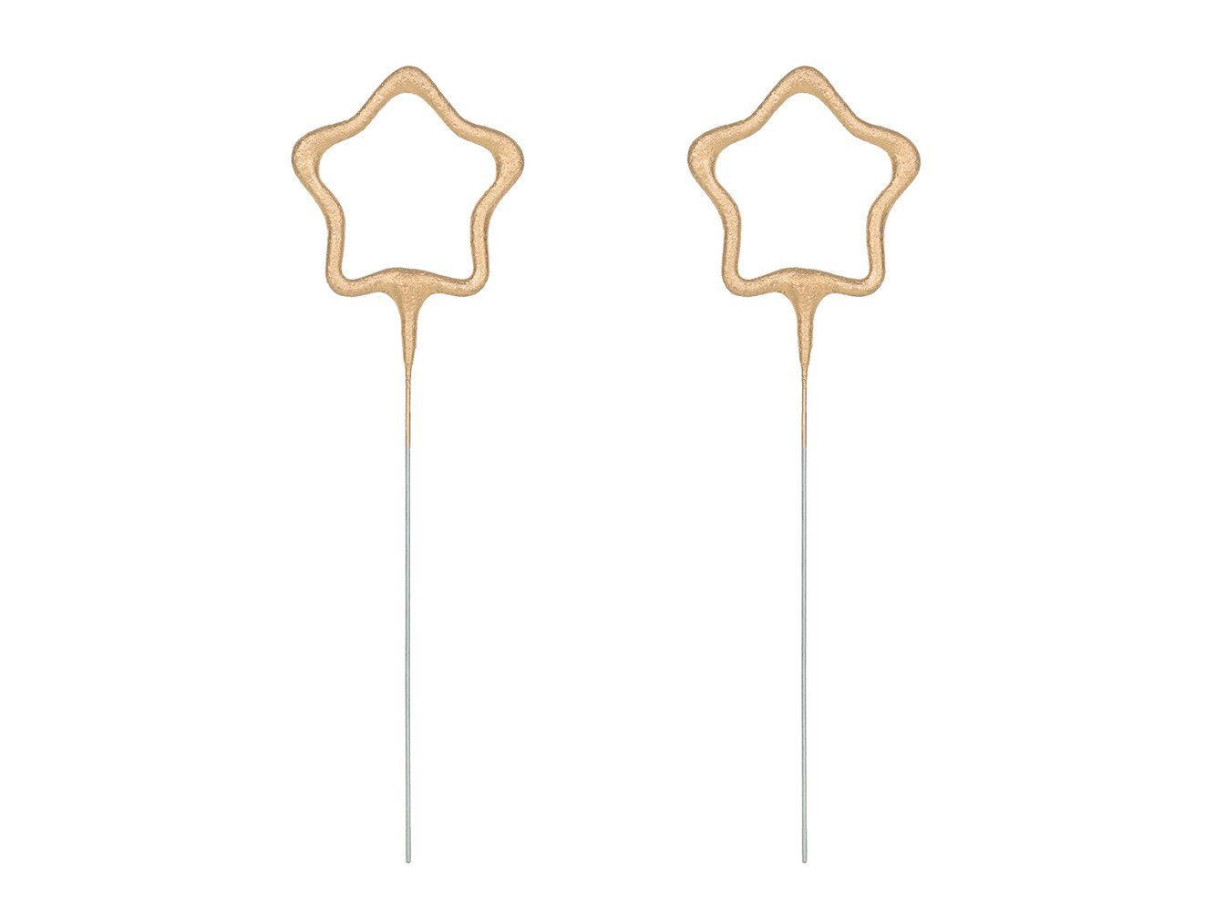 partydeco Tortenstecker, Wunderkerzen Hochzeit 16x5cm Stern gold 2er Set