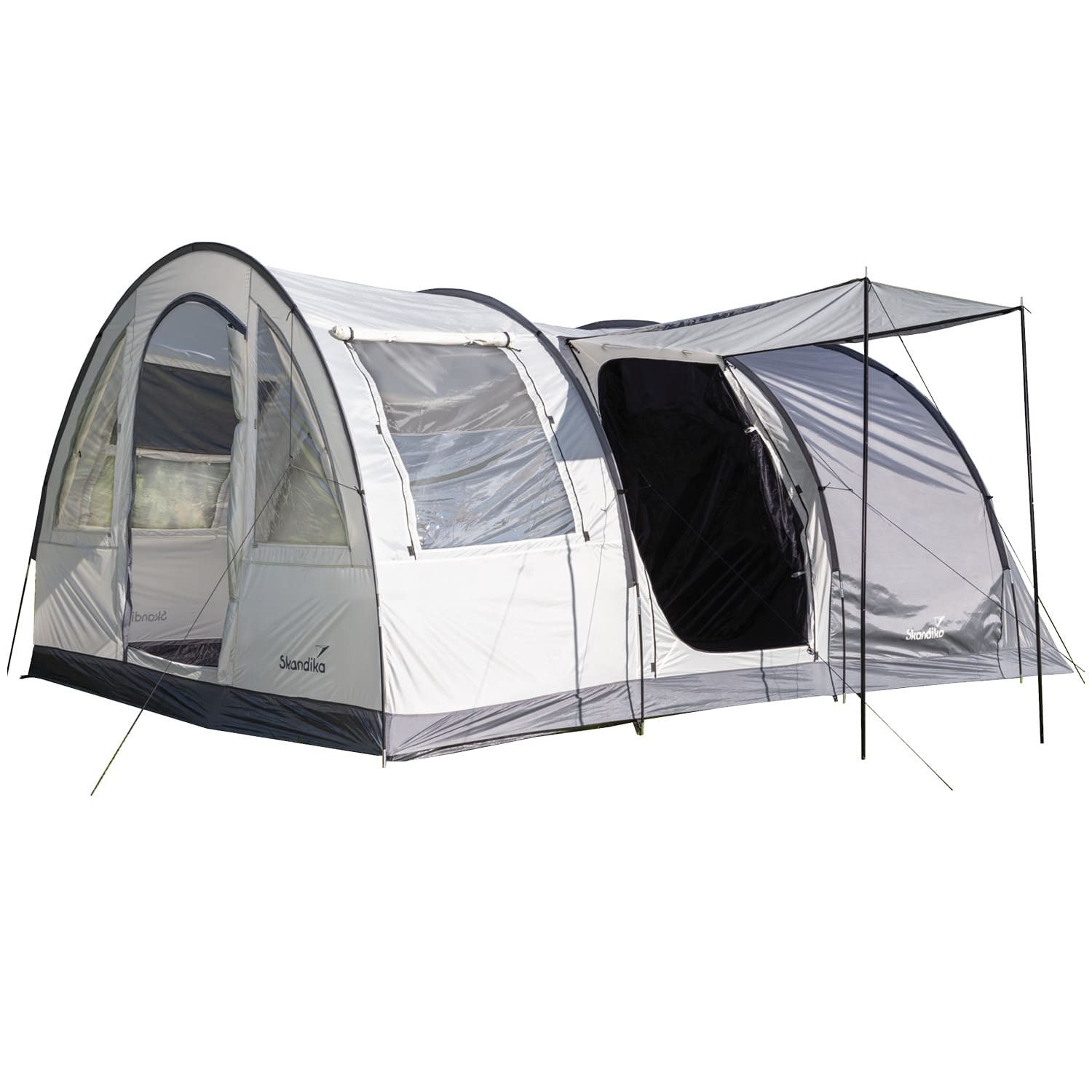 Skandika Tunnelzelt Simo 4, Familienzelt mit verdunkelter Schlafkabine, Campingzelt, Personen: 4, eingenähter Zeltboden, wasserdicht, Moskitonetz, 3 Eingänge Sonnendach