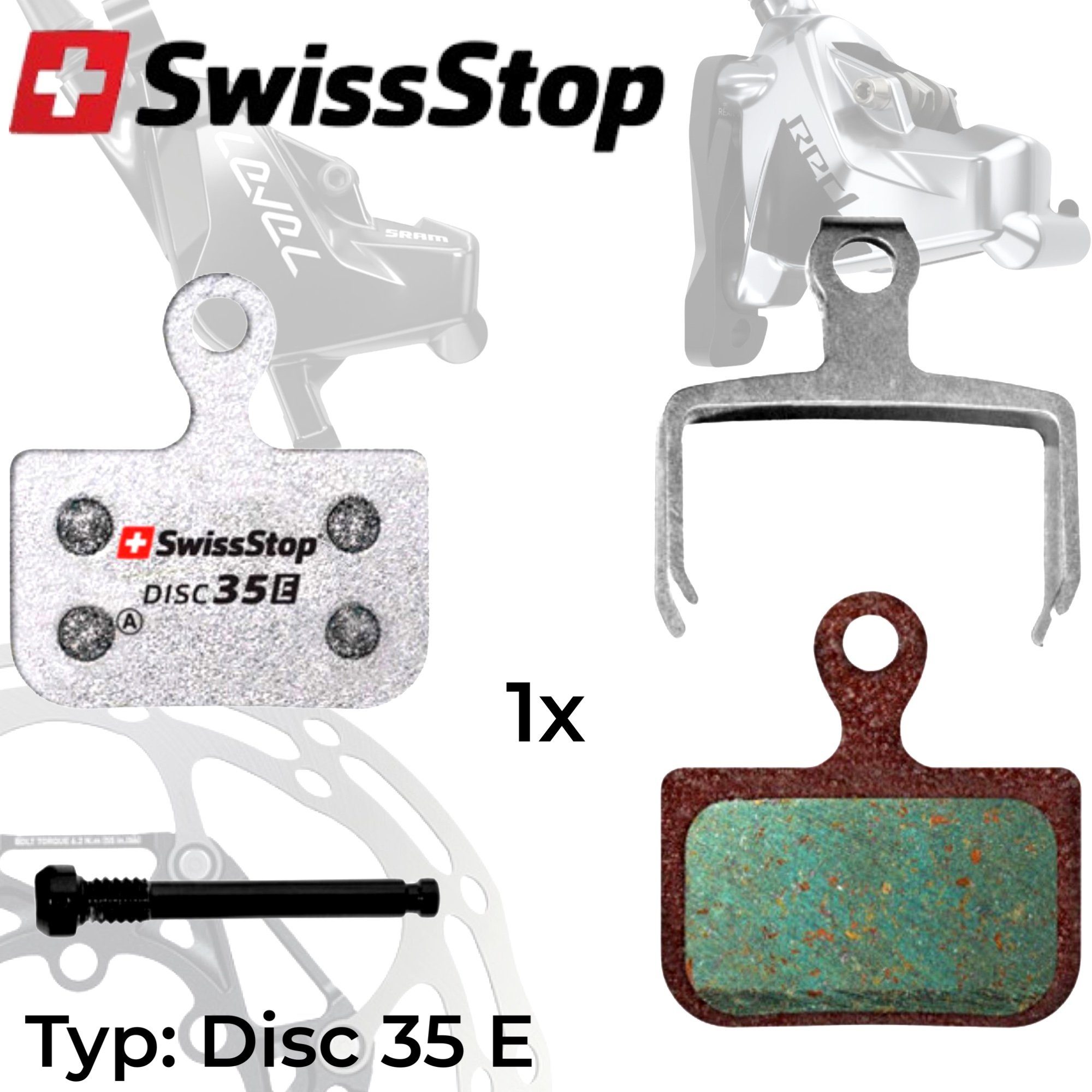 SwissStop Scheibenbremse Force AXS 35 Level Swissstop Bremsbeläge Disc E Red Scheibenbremsen