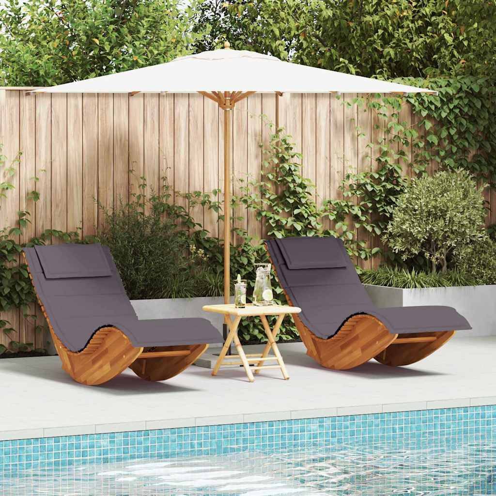 vidaXL Gartenliege Sonnenliege 2 Stk. Massivholz Braun, 2 St.