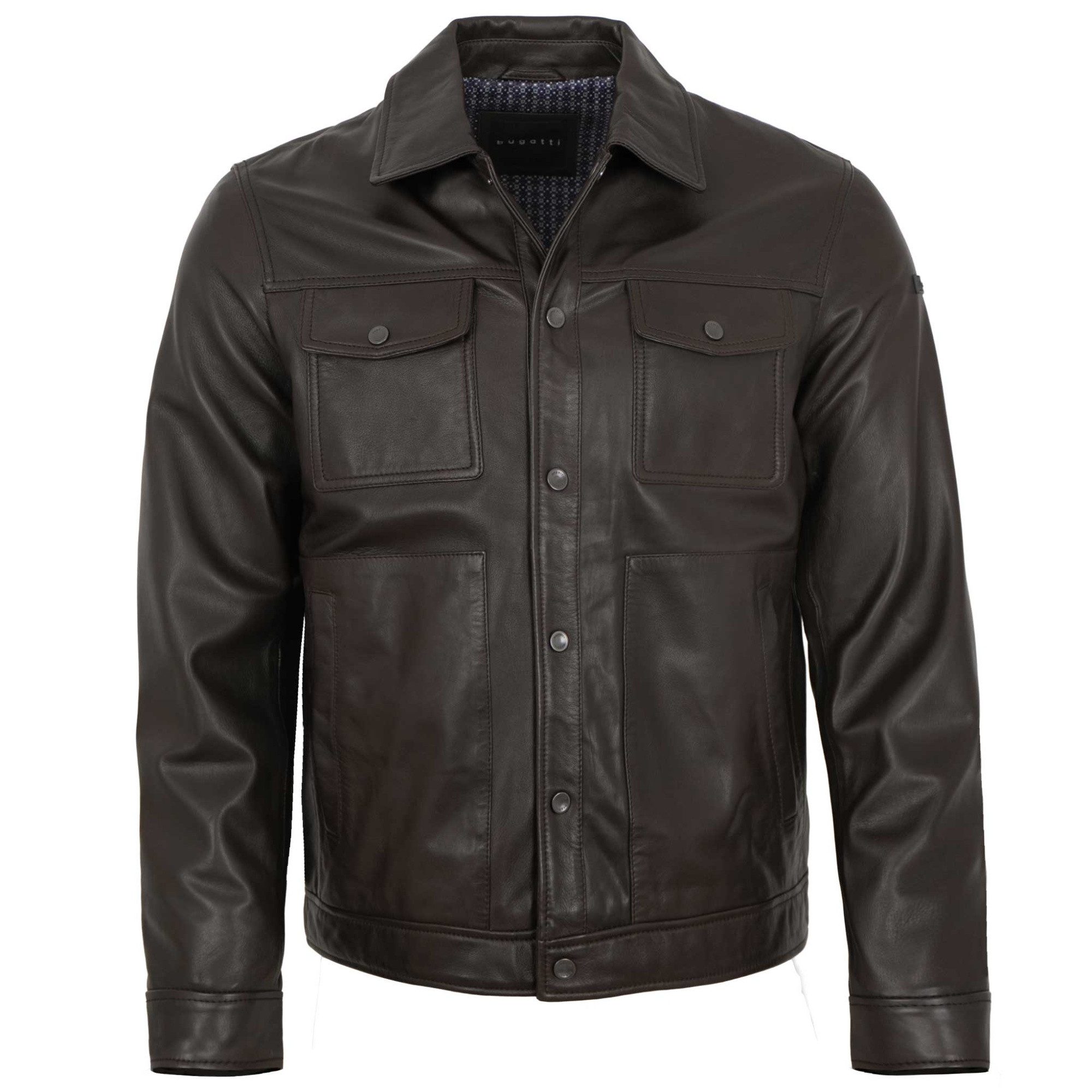 bugatti Lederjacke BGT 095 Bugatti - Herren Lederjacke Fieldjacket-Schnitt Lammnappa dunkelbraun