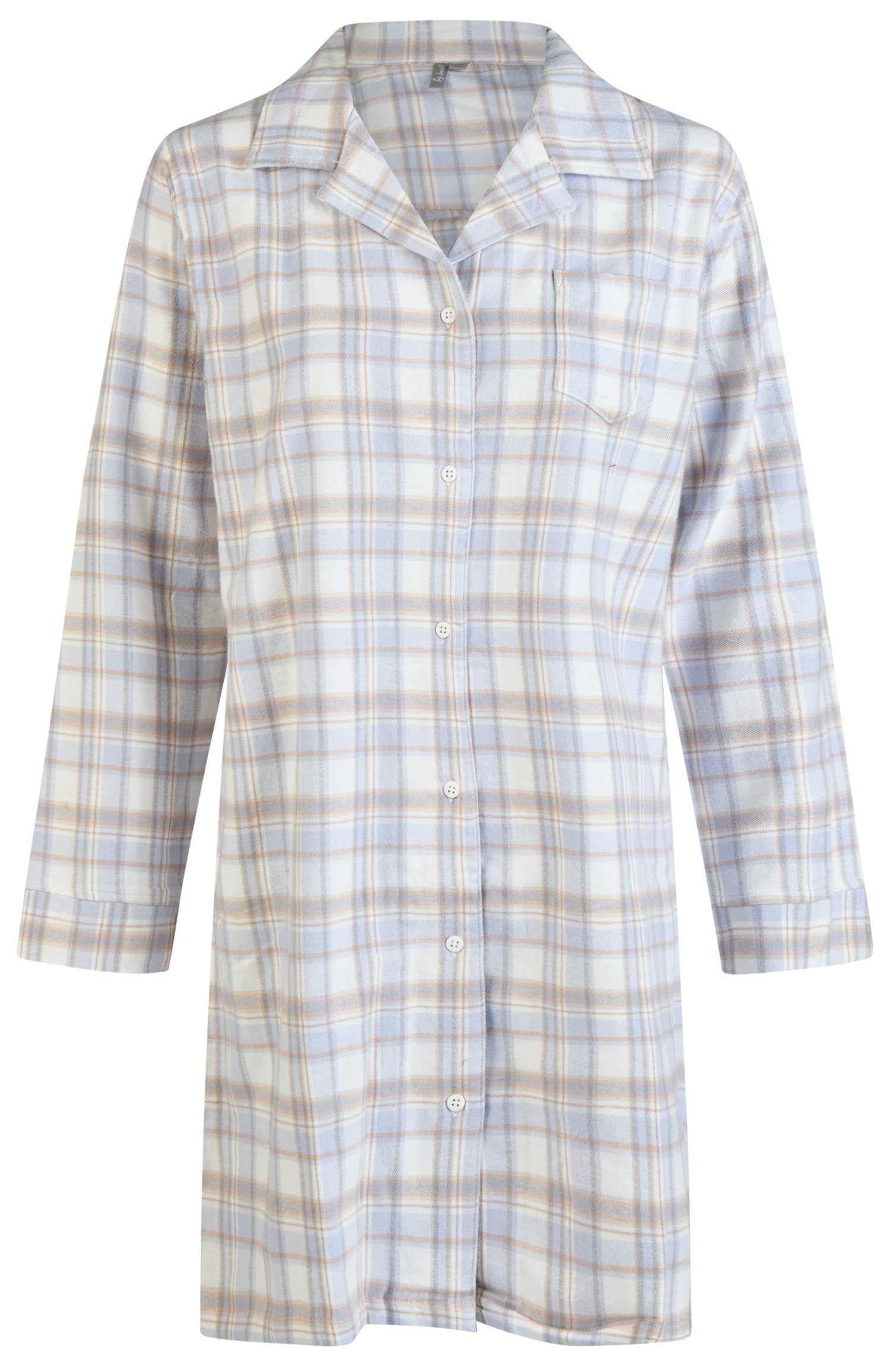 By Louise Nachthemd Damen Flanell Schlafshirt geknöpft (1-tlg) Baumwolle günstig online kaufen