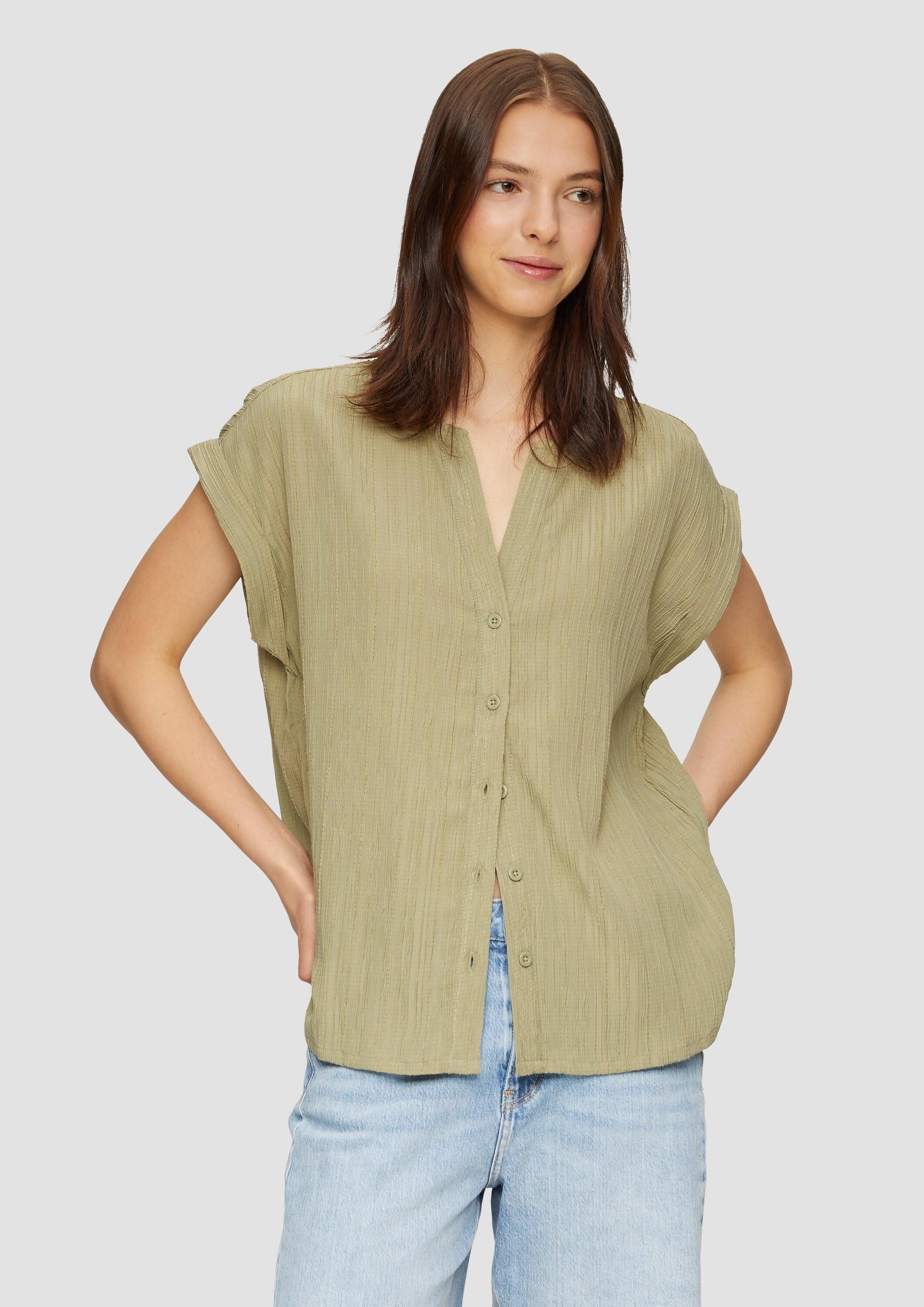 QS Kurzarmbluse Bluse Oversize-Bluse mit Strukturmuster günstig online kaufen