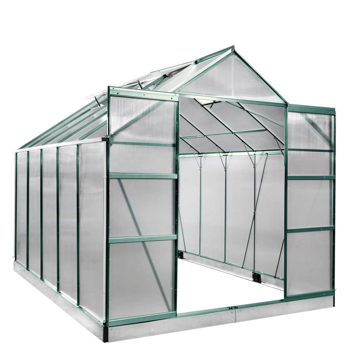 BRAST Gewächshaus ALU mit Fundament rostfrei 310x250x235cm TÜV geprüft, BxTxH: 250 x 310 x 235 cm, wetterfestes hochwertiges Aluminium, Temperaturbeständig, Wärmedämmend, Lichtbrechend & UV-stabilisiert