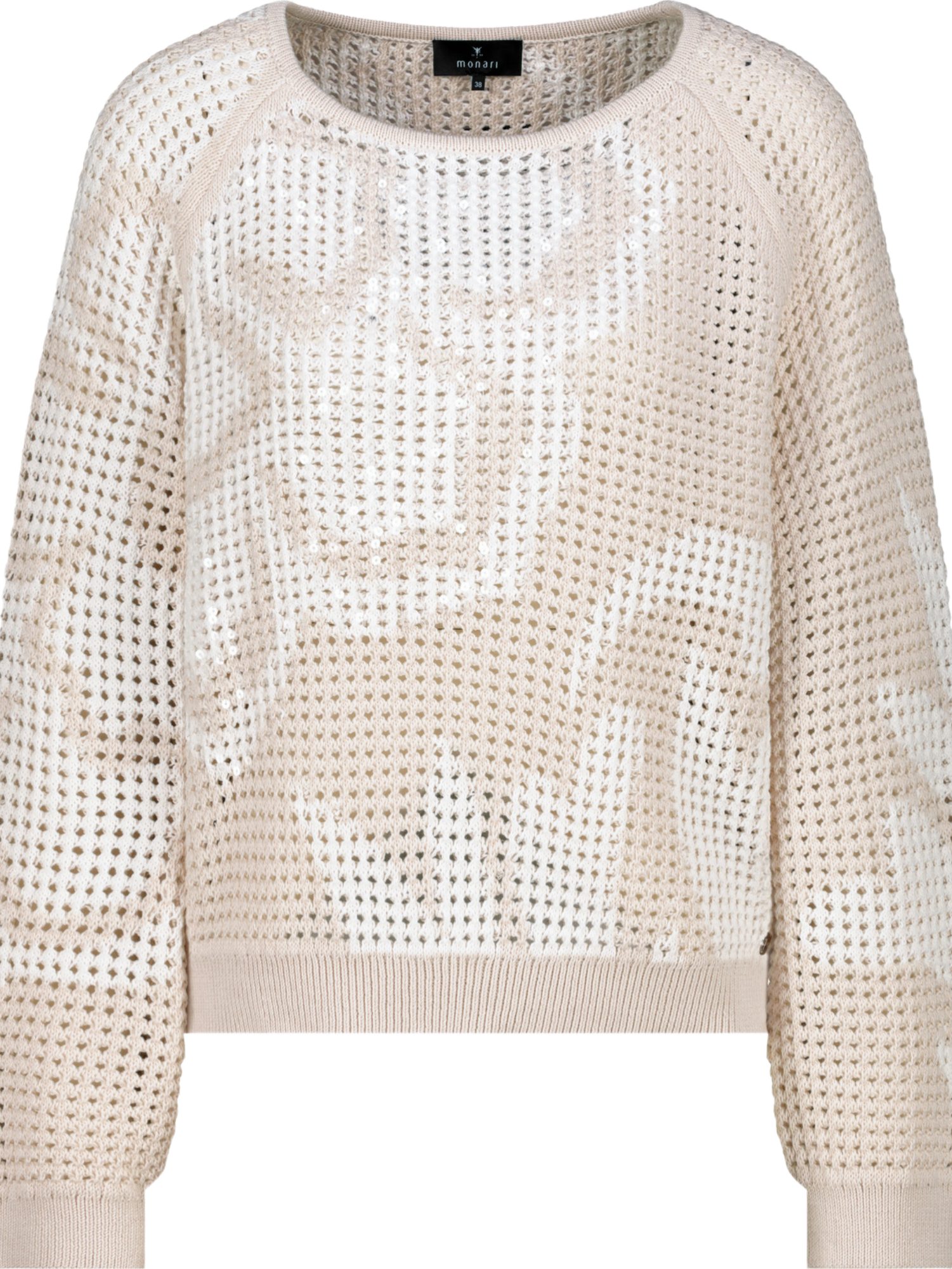 Monari Langarmshirt natur,Casual,Baumwolle,Rundhals,Lang,Regular Fit