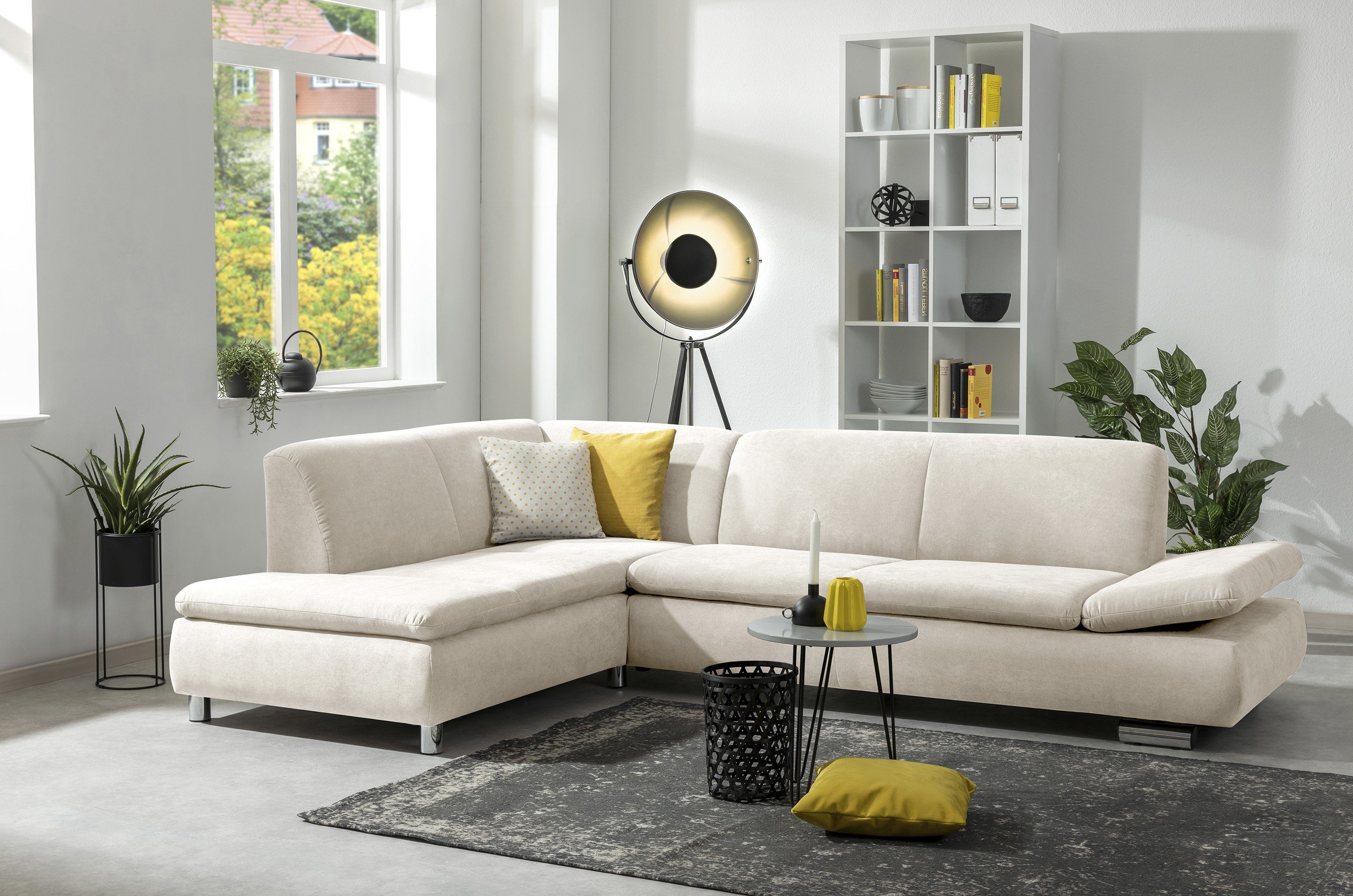 Max Winzer® Ecksofa Terrence Ecksofa links mit Sofa 2,5-Sitzer rechts Flachgewebe beige, 1 Stück, Made in Germany | Ecksofas