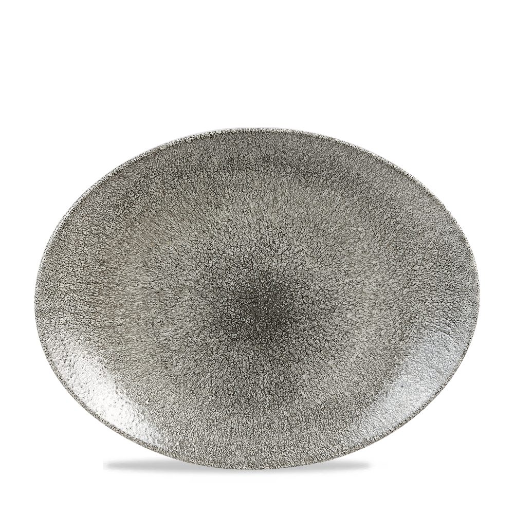 Teller Super Vitrified Studio Prints Raku Quartz Black Platte Oval