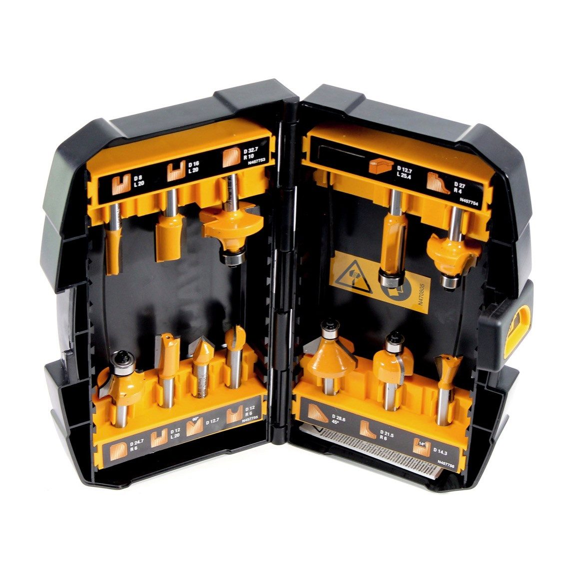 DeWalt Fräser-Set DT 90016 Fräser Set 12-tlg. mit verschiedenen Fräsern in praktischer