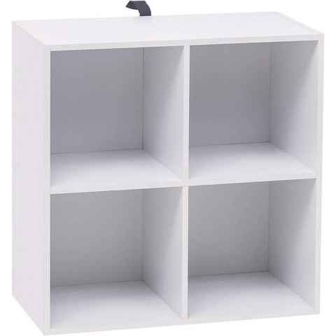 Woltu Bücherregal, 1-tlg., Würfelregal 4 Fächer aus MDF 60x30x60cm Weiß