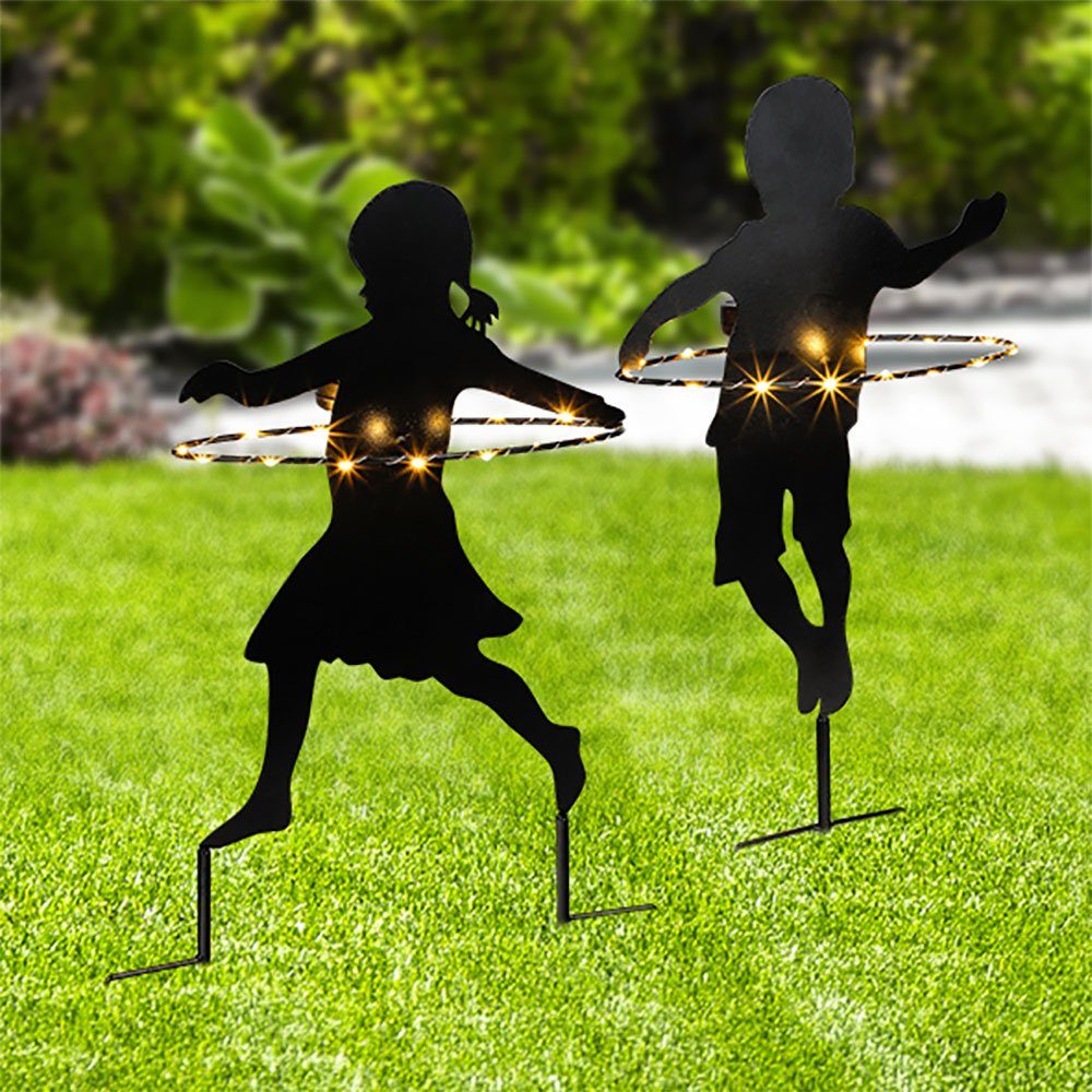etc-shop LED Solarleuchte, LED-Leuchtmittel fest verbaut, Solarset Gartenstecker Kinderfiguren Garten Solar für