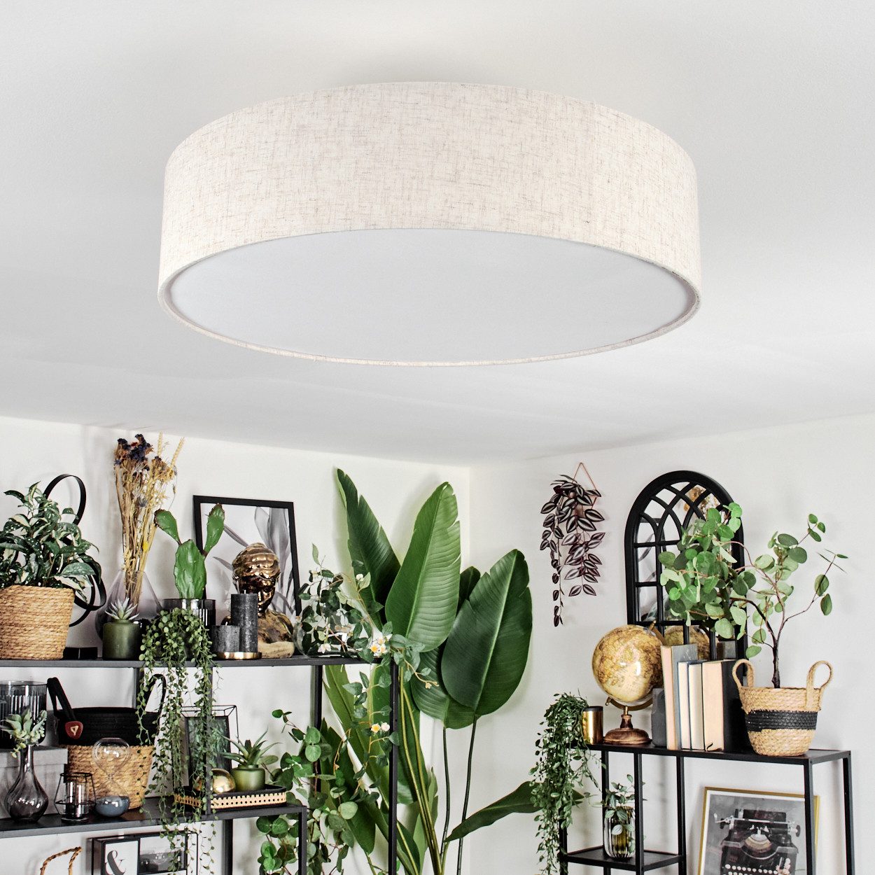 hofstein Deckenleuchte Deckenlampe aus Metall/Kunstleinen/Kunststoff in Nic günstig online kaufen