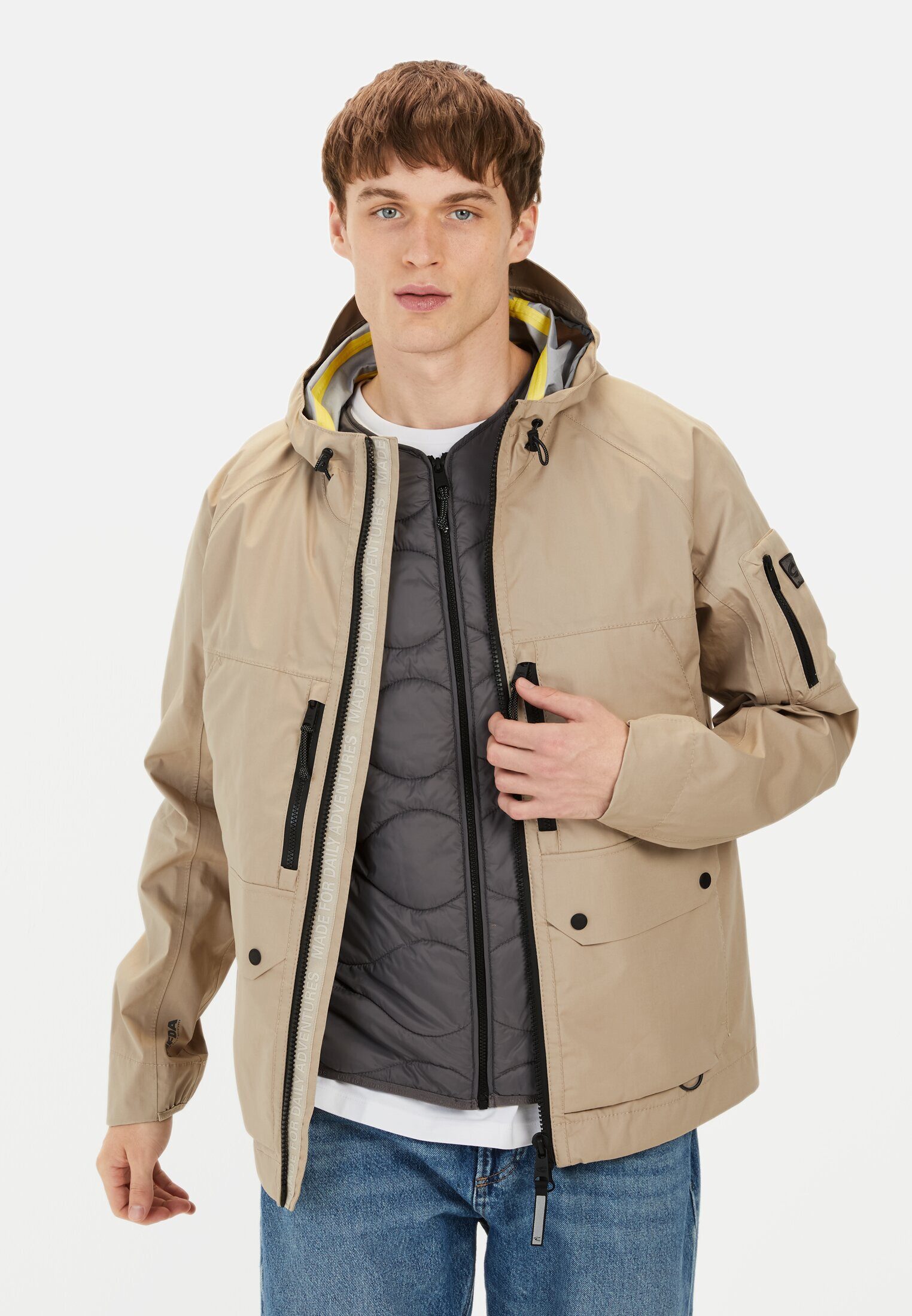 camel active Funktionsjacke aus Baumwolle mit Kapuze Langarm Kapuze Markenl günstig online kaufen