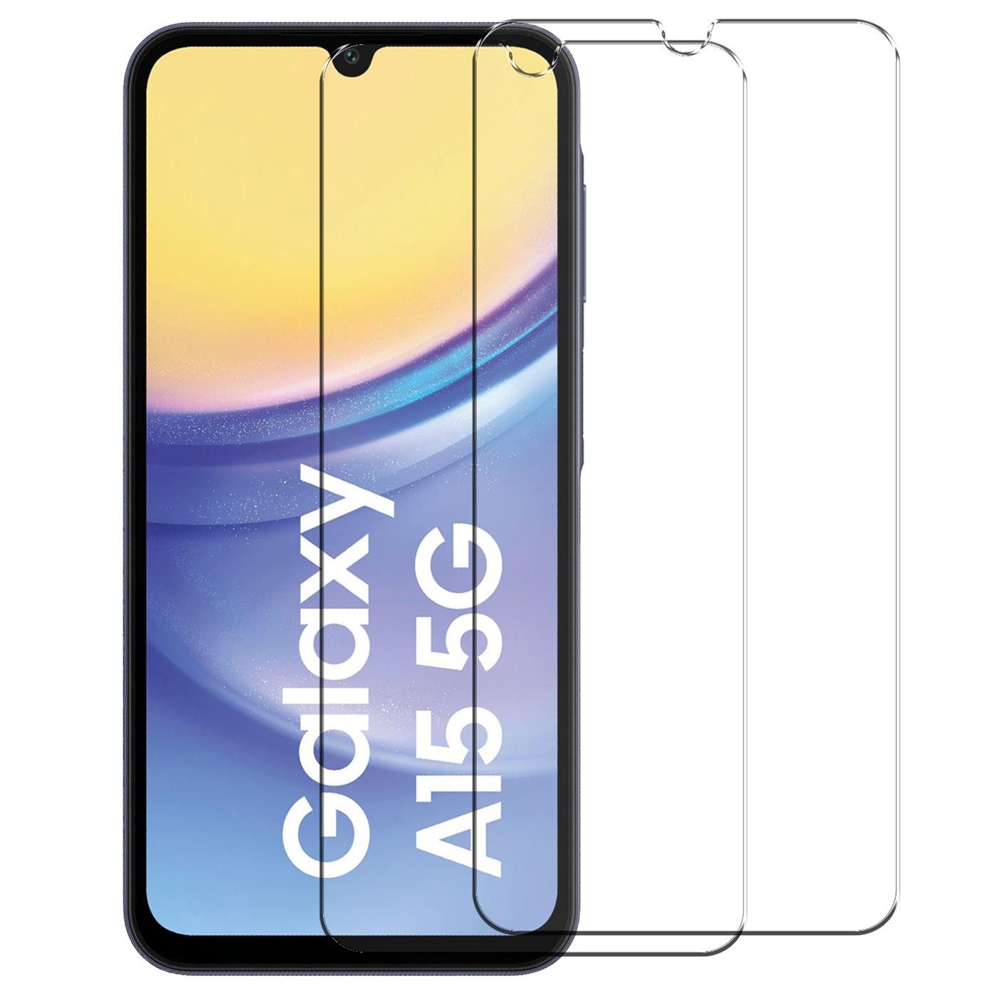 CoolGadget Schutzfolie Panzerfolie für Samsung Galaxy A15 4G/5G, (9H Härtegrad, 2x Schutzglas, 1xReinigungset), Panzer Schutzfolie 2 Stück für Samsung Galaxy A15 4G/5G Glas Folie