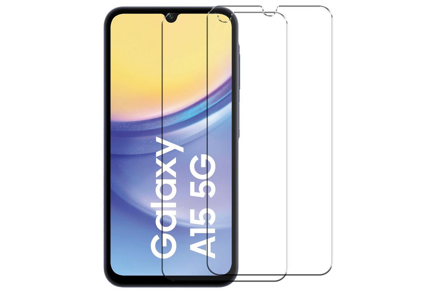 CoolGadget Schutzfolie Panzerfolie für Samsung Galaxy A15 4G/5G, (9H Härtegrad, 2x Schutzglas, 1xReinigungset), Panzer Schutzfolie 2 Stück für Samsung Galaxy A15 4G/5G Glas Folie