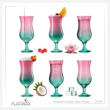 PLATINUX Cocktailglas Cocktailgläser Rosa-Türkis, Glas, Bunt 400ml (max. 470ml) Longdrinkgläser Partygläser Milkshake Groß