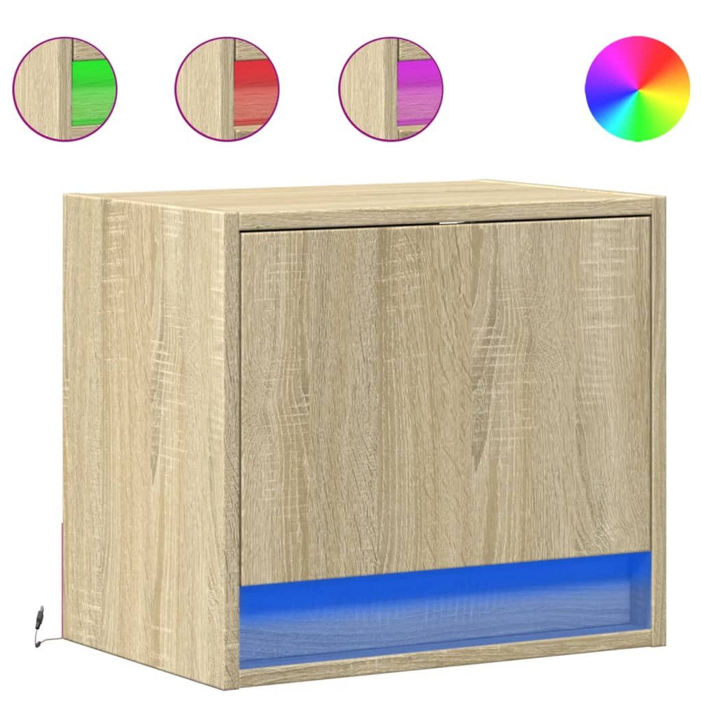 vidaXL Nachttisch Wand-Nachttisch mit LED-Leuchten Sonoma-Eiche günstig online kaufen