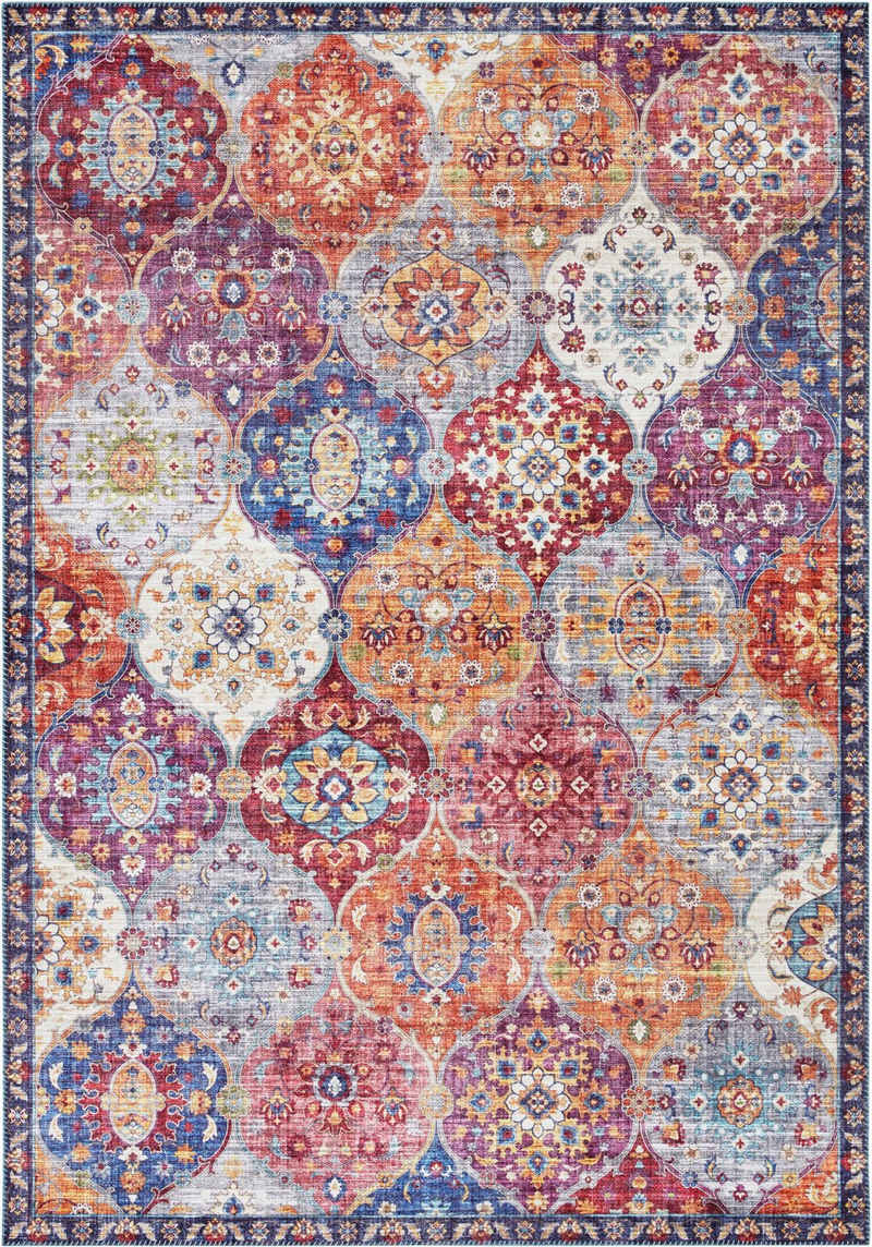 Teppich Kashmir Ghom, ELLE DECORATION, rechteckig, Höhe: 5 mm, Orientalisch, Orient, Kurzflor, Vintage, Wohnzimmer, Schlafzimmer