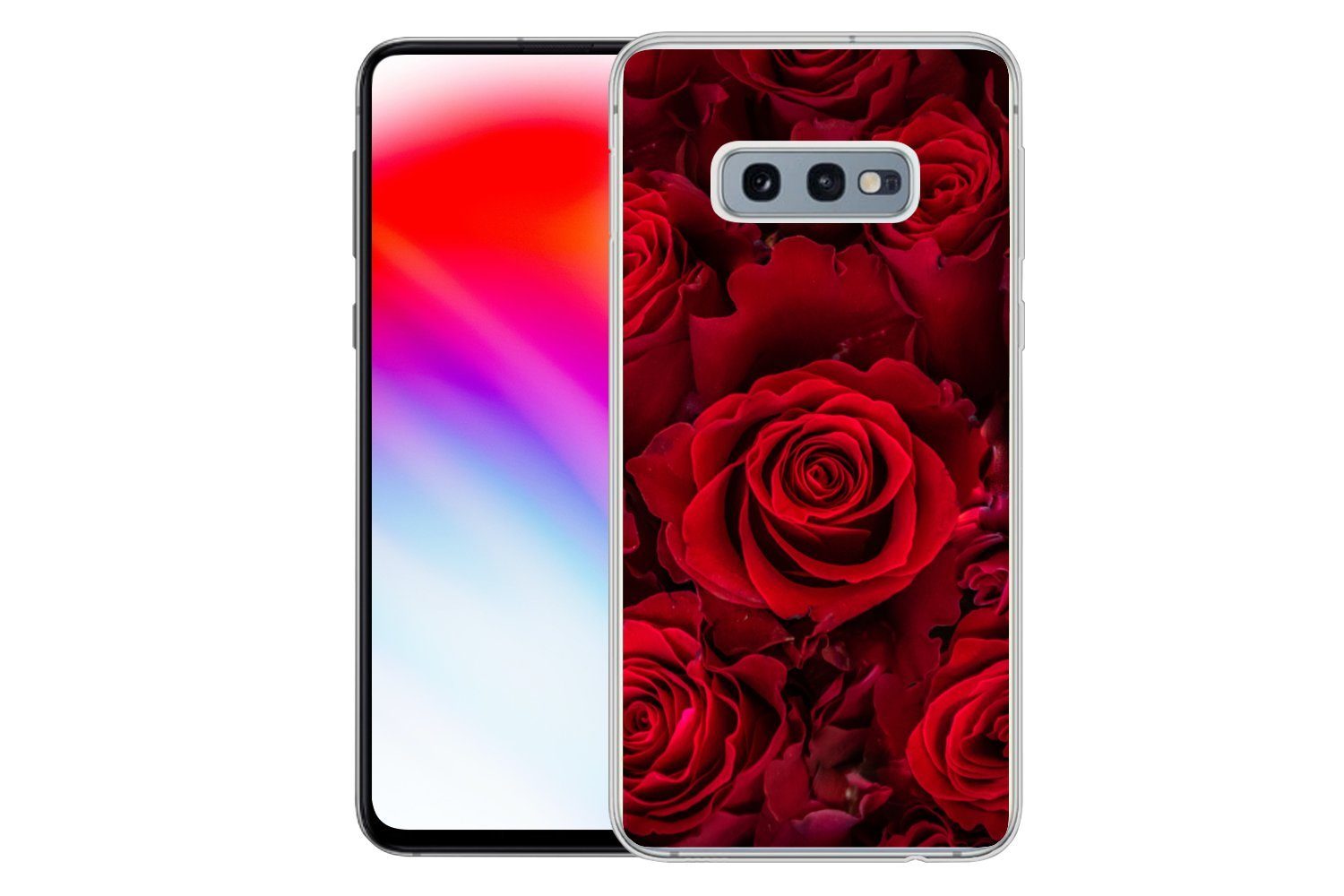 MuchoWow Handyhülle für Samsung Galaxy S10e Blumen - Rosen - Rot, Phone Case, Silikon, Schutzhülle Dünn