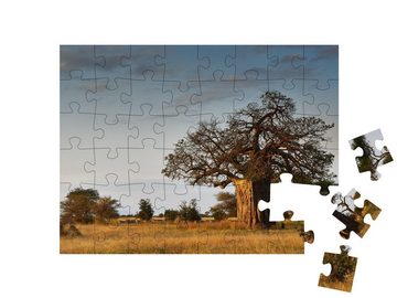 puzzleYOU Puzzle Afrikanische Landschaft mit großem Baobab-Baum, 48 Puzzleteile, puzzleYOU-Kollektionen Tansania
