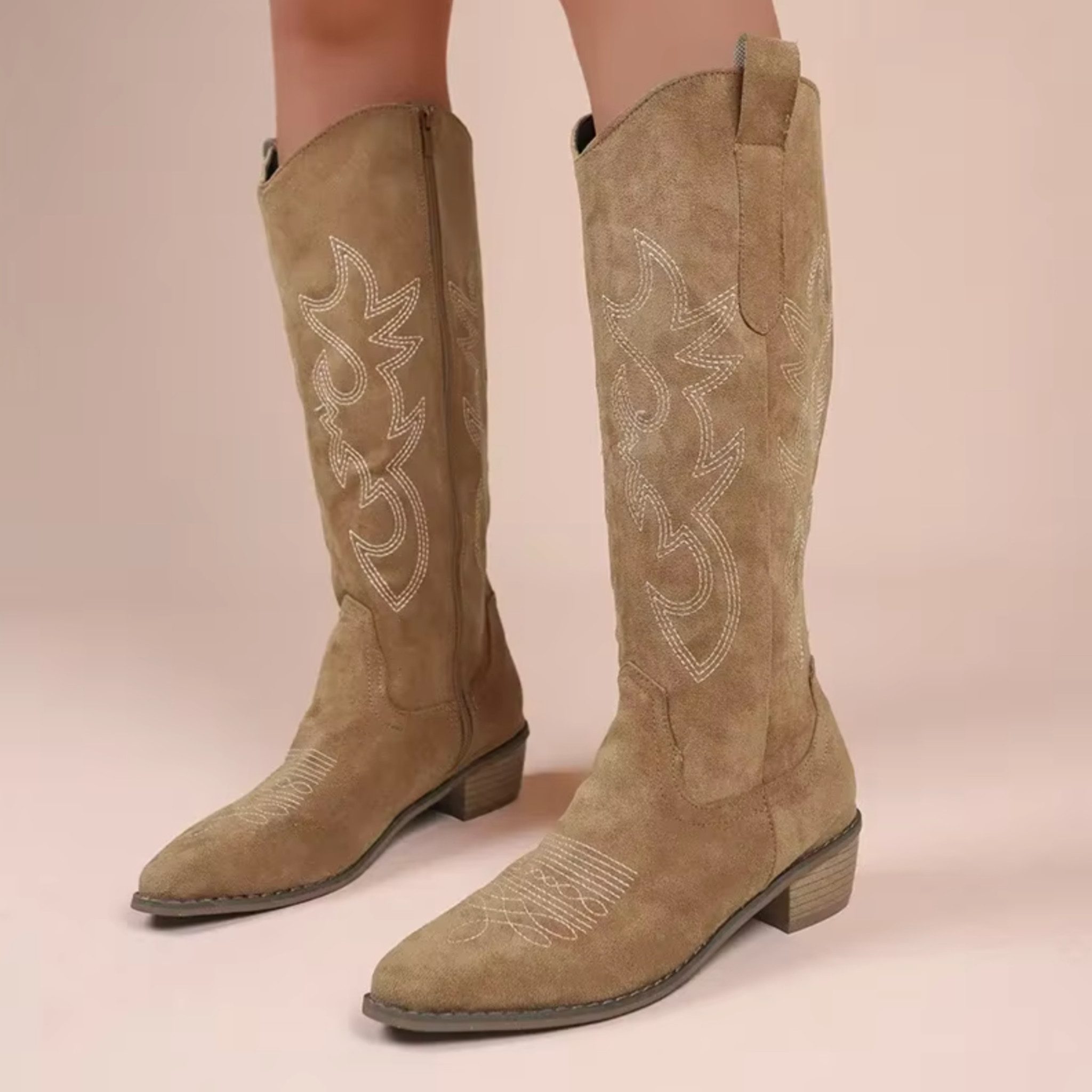 NEXORA Western Cowboystiefel Damen bestickt, Stiefel mit Absatz aus PU Leder Cowboystiefel Cowboystiefel mit Muster