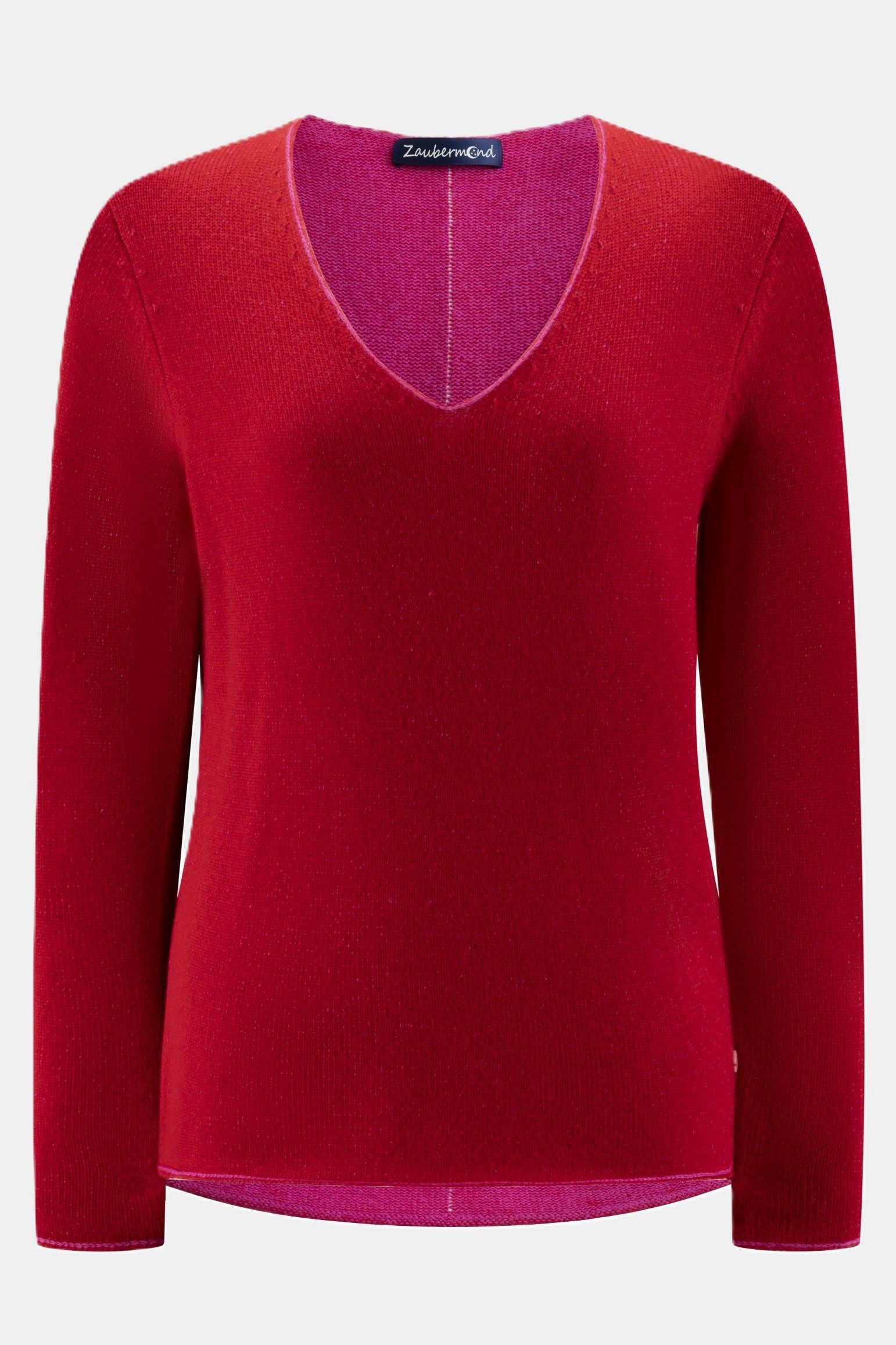 Zaubermond Strickpullover Zaubermond Strickpullover mit Kontrastdetails LIPSTICK RED
