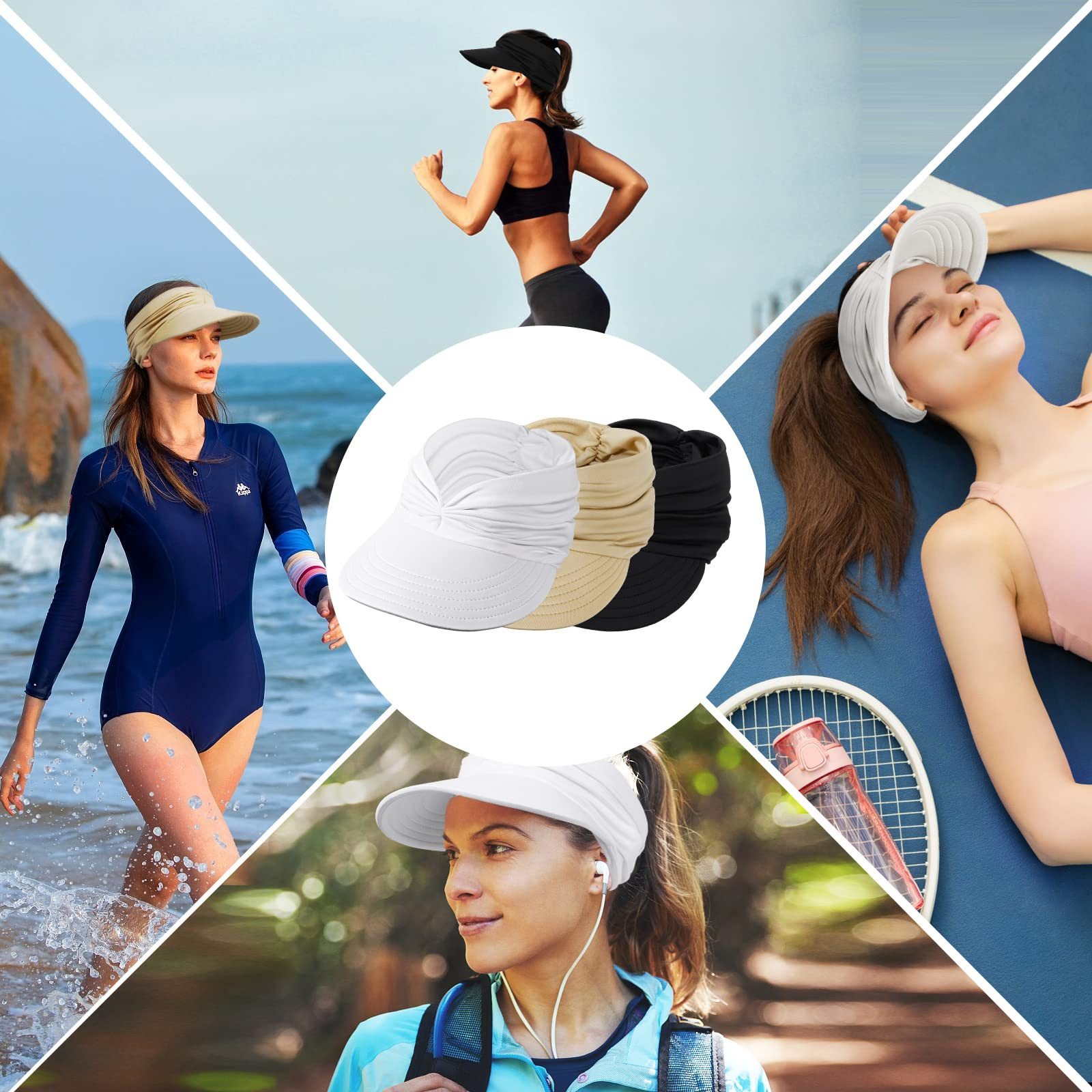 Cachito Strohhut Strohhut Sun Visor Hüte für Damen, verstellbare leichte Sommerhut – Bild 4 von 5