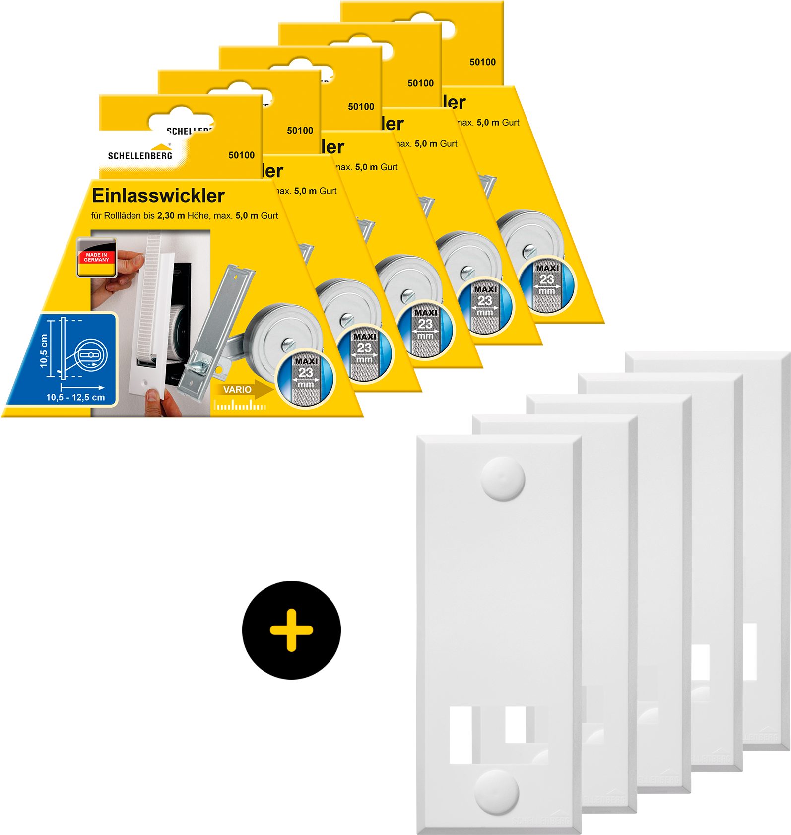 SCHELLENBERG Einlass-Gurtwickler Unterputz, inkl. Abdeckplatte weiß, Set, 5 günstig online kaufen