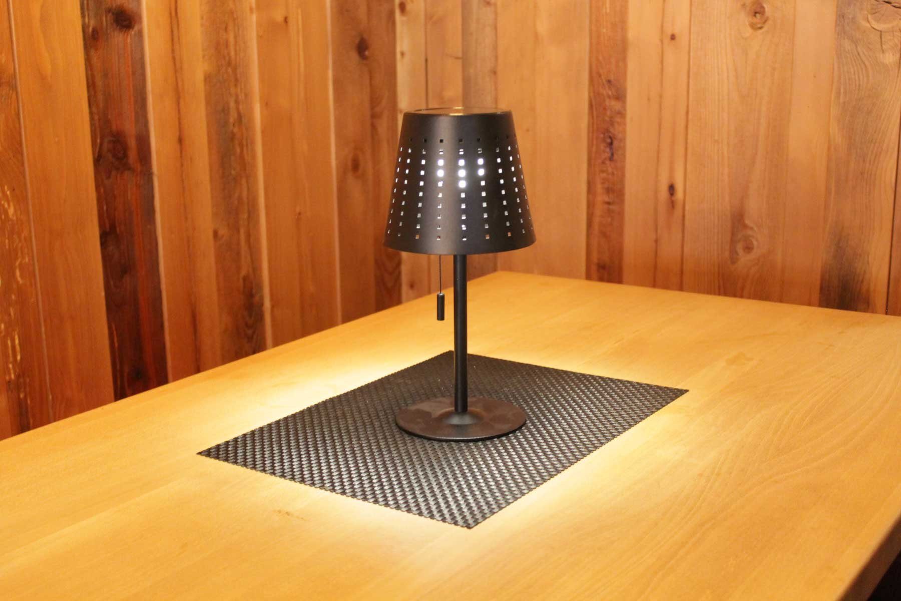 3fach Schnurschalter, fest Tischleuchte Tischleuchte schwarz Vinces Kiom S über LED-Leuchtmittel cm 29,5 dimmbar verbaut, warmweiß Metall, Solar LED,