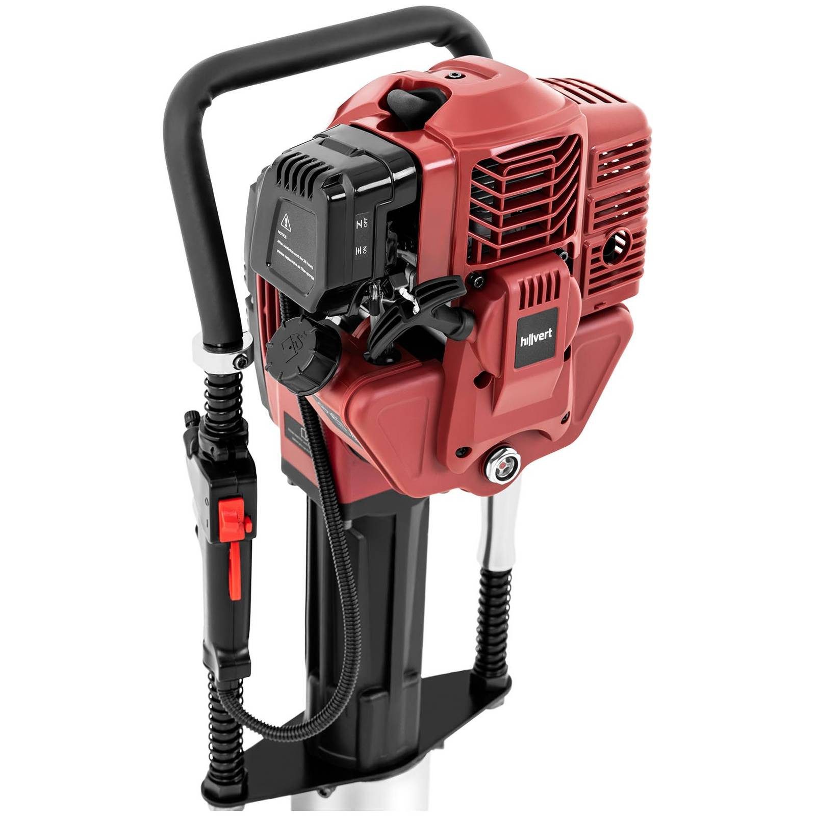 Hillvert Erdbohrer Motor Pfahlramme 1500 W Ø 90 mm Pfostenramme Zaunpfahlramme Benzin, max. 5000 U/min – Bild 4 von 5