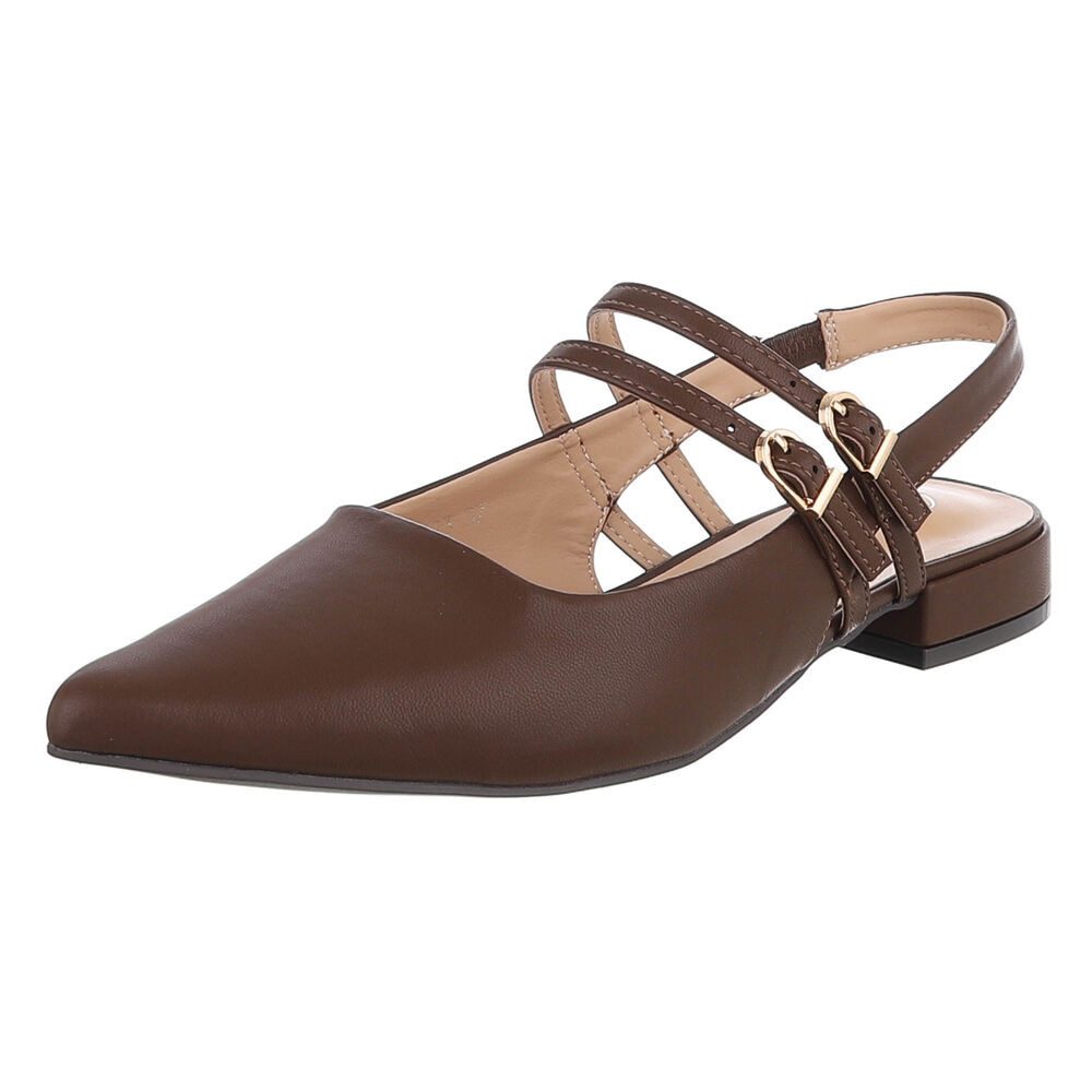 Ital-Design Damen Slingback-Pumps mit Blockabsatz elegant Schnürpumps (91742434) Blockabsatz Schnür- & Riemchenpumps in Braun
