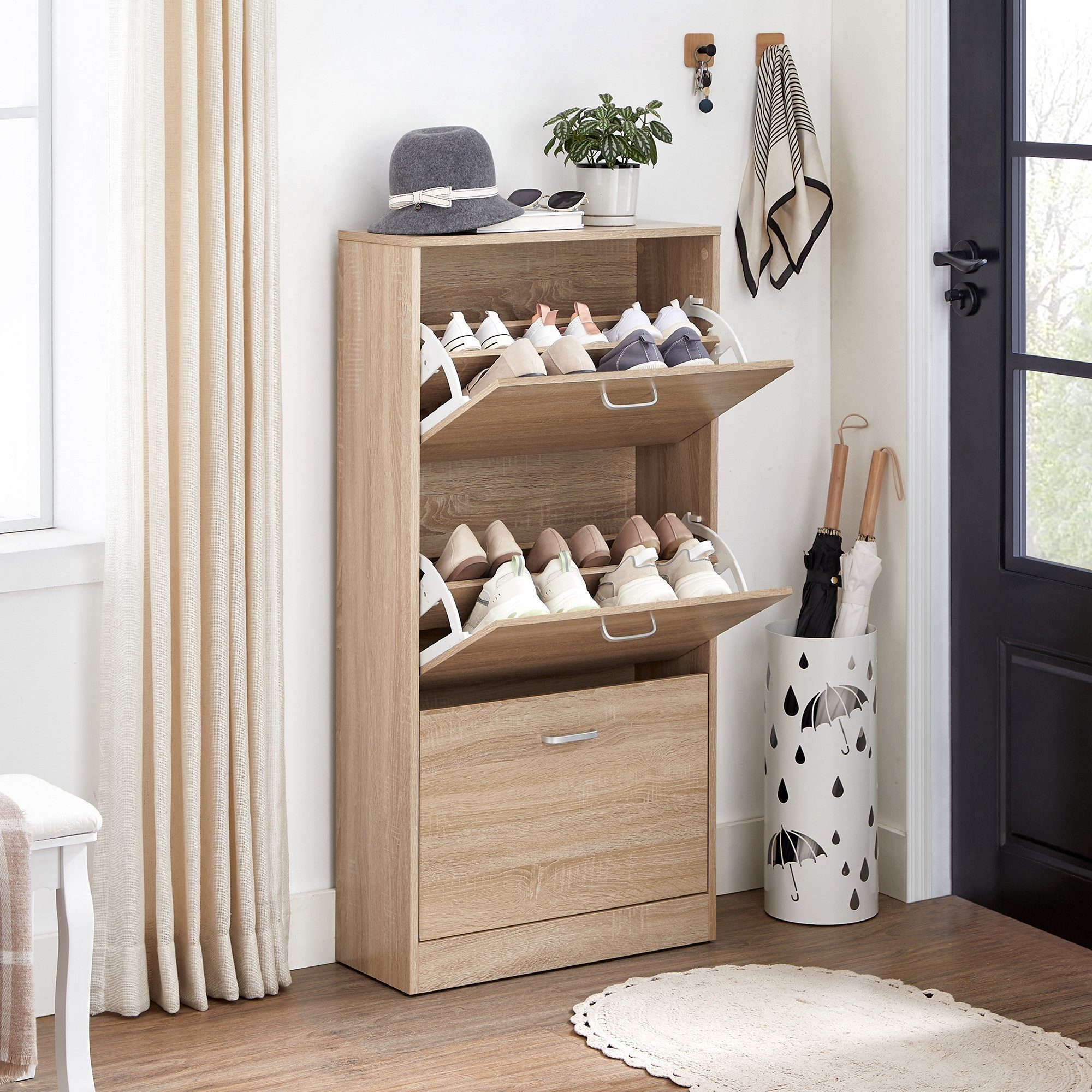 VASAGLE Schuhschrank Schuhregal perfekt für schmale Flure 60x24x120 cm günstig online kaufen