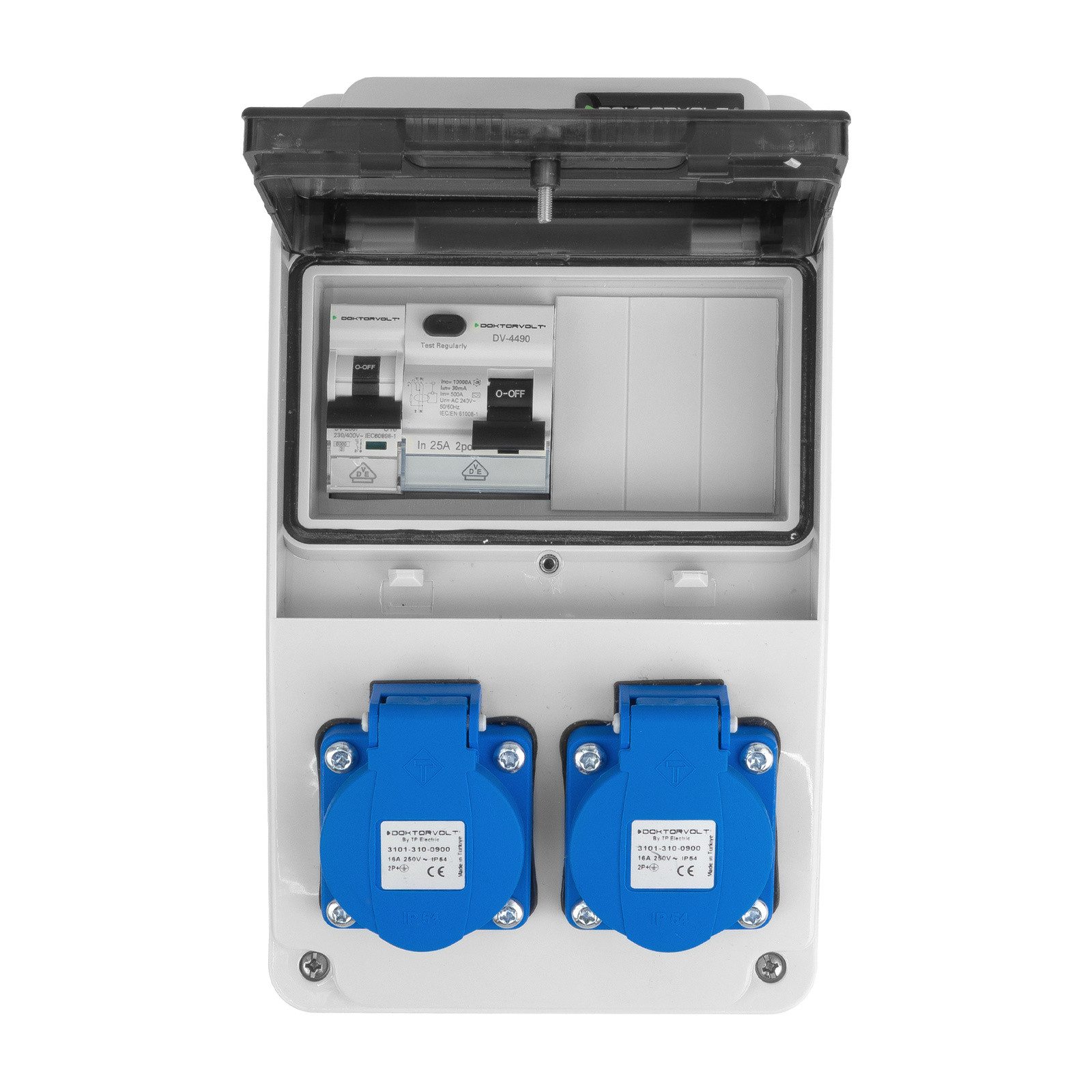 Doktorvolt Stromverteiler Baustromverteiler 2x230V 16A XS LS-Schalter FI-Schalter kompakter – Bild 2 von 5