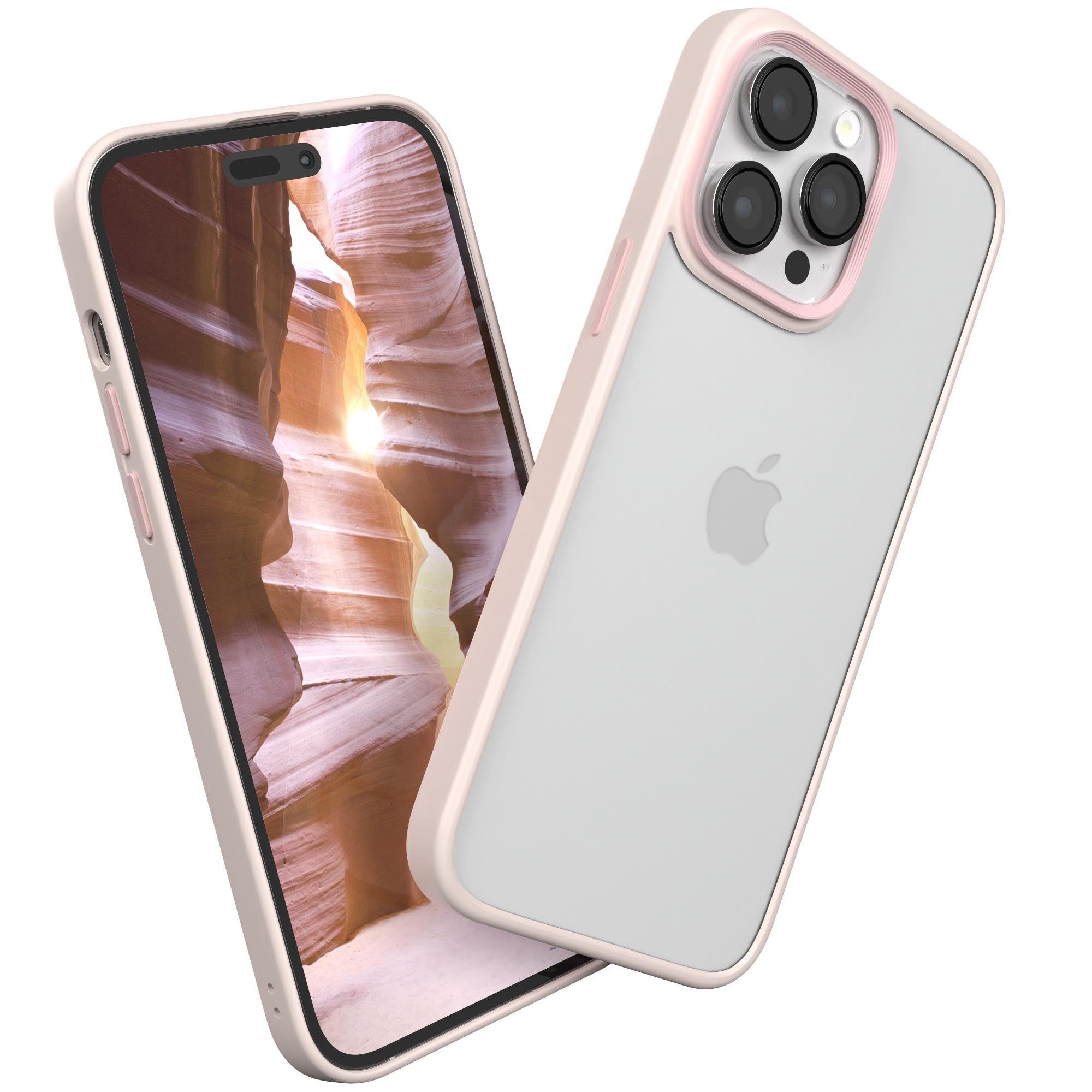 EAZY CASE Handyhülle Outdoor Case für Apple iPhone 14 Pro Max 6,7 Zoll, Hülle kompatibel mit Qi & Magsafe Transparent Backcover Rosé / Altrosa